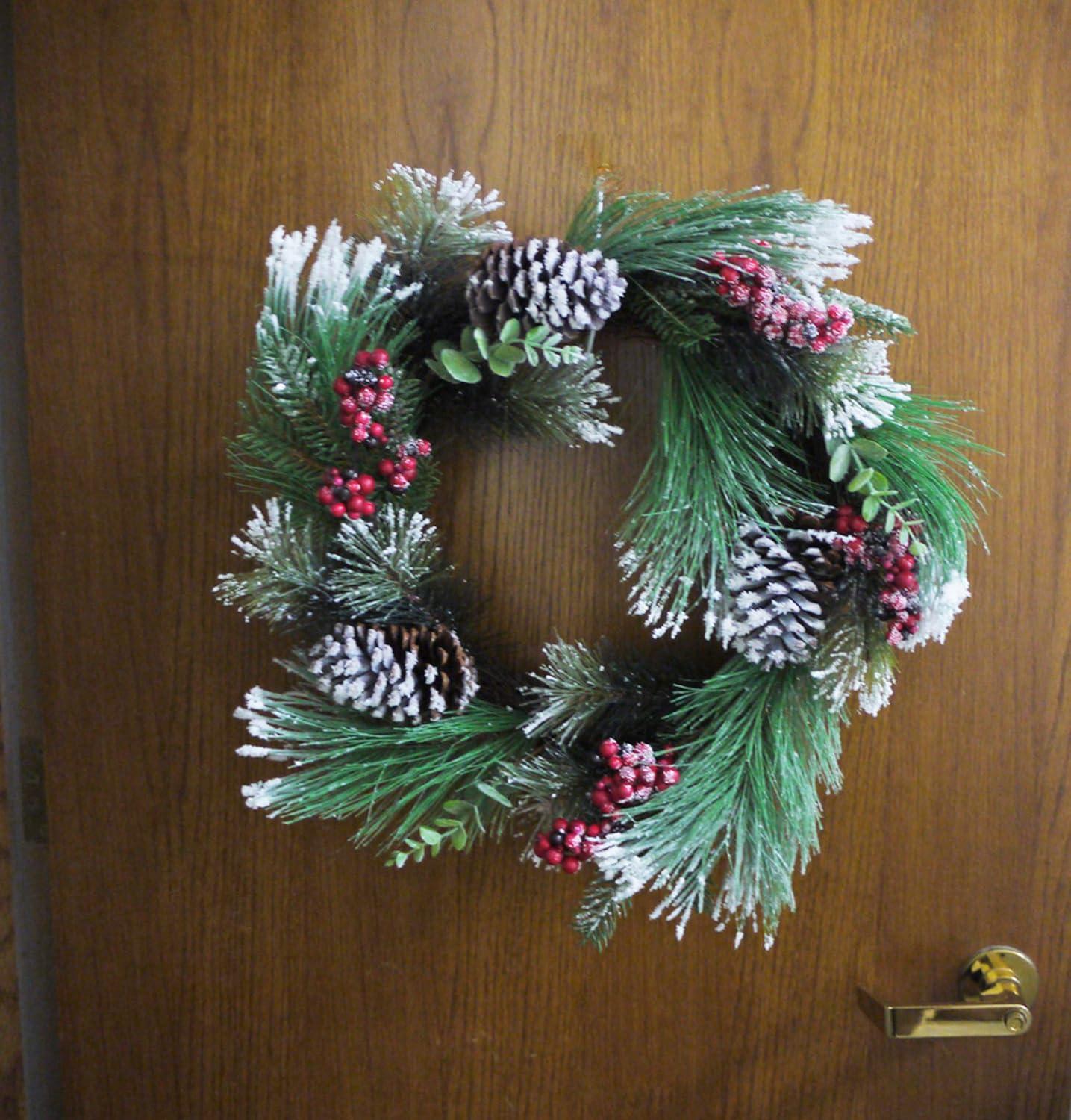 24" PINE/PINE CONE BERRIES WREATH ABN4S003-SNOWRD