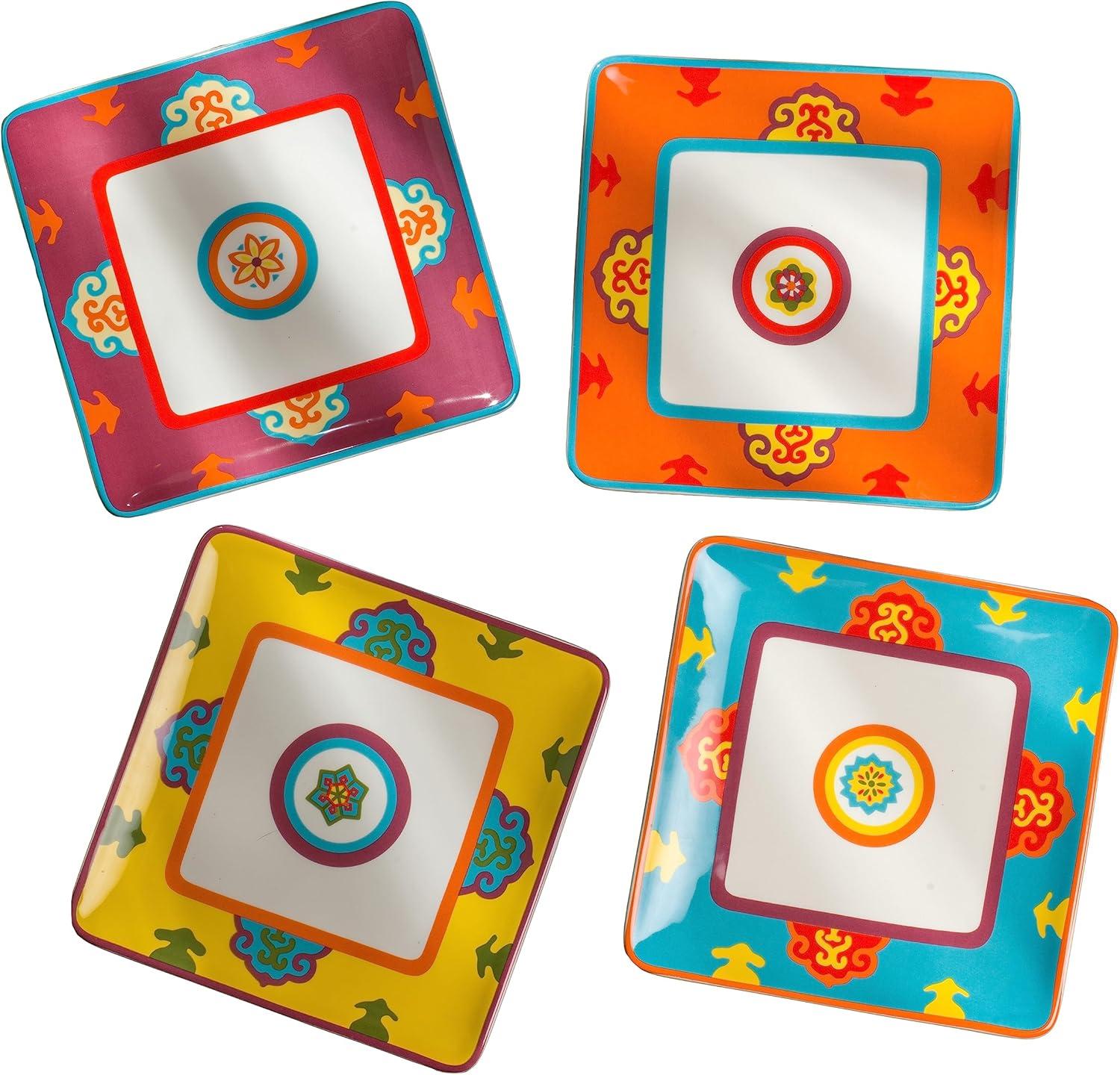 Galicia Canape Plates | Appetizer Plates | Lunch Plates - Set , 8-Inch (Set of 4)