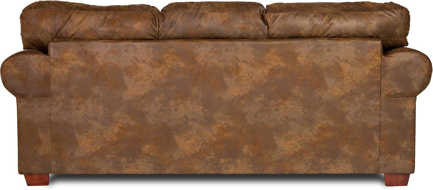 Brown Microfiber Queen Sleeper Sofa with Nailhead Accents