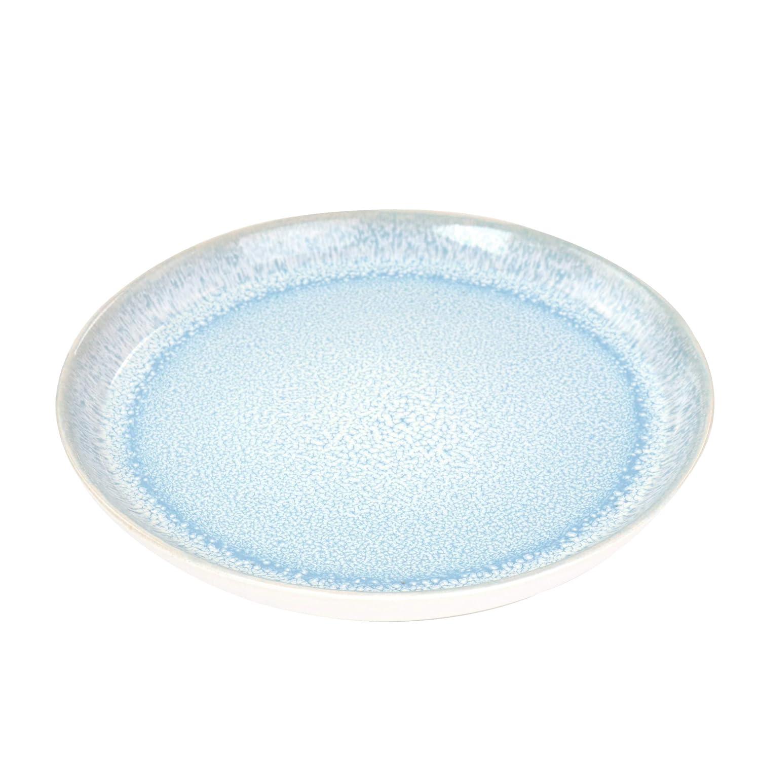 16pc Stoneware Mocha Dinnerware Set Blue - Elama: Solid Pattern, Service for 4, Includes Mugs, Plates & Bowls