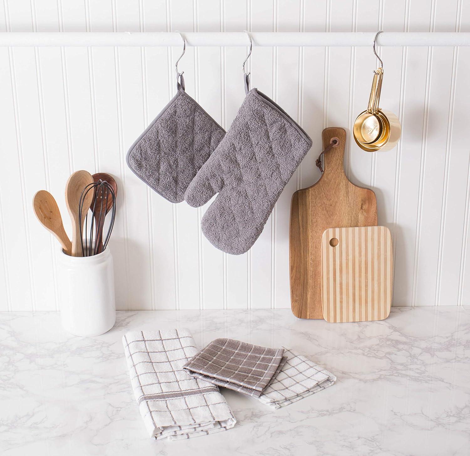 DII Modern Cotton Combo Windowpane Dishcloths in Gray (Set of 6)