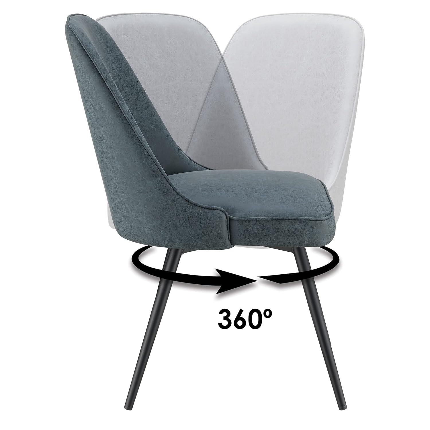 OSP Home Martel Faux Leather Swivel Chair with Black Legs in Navy