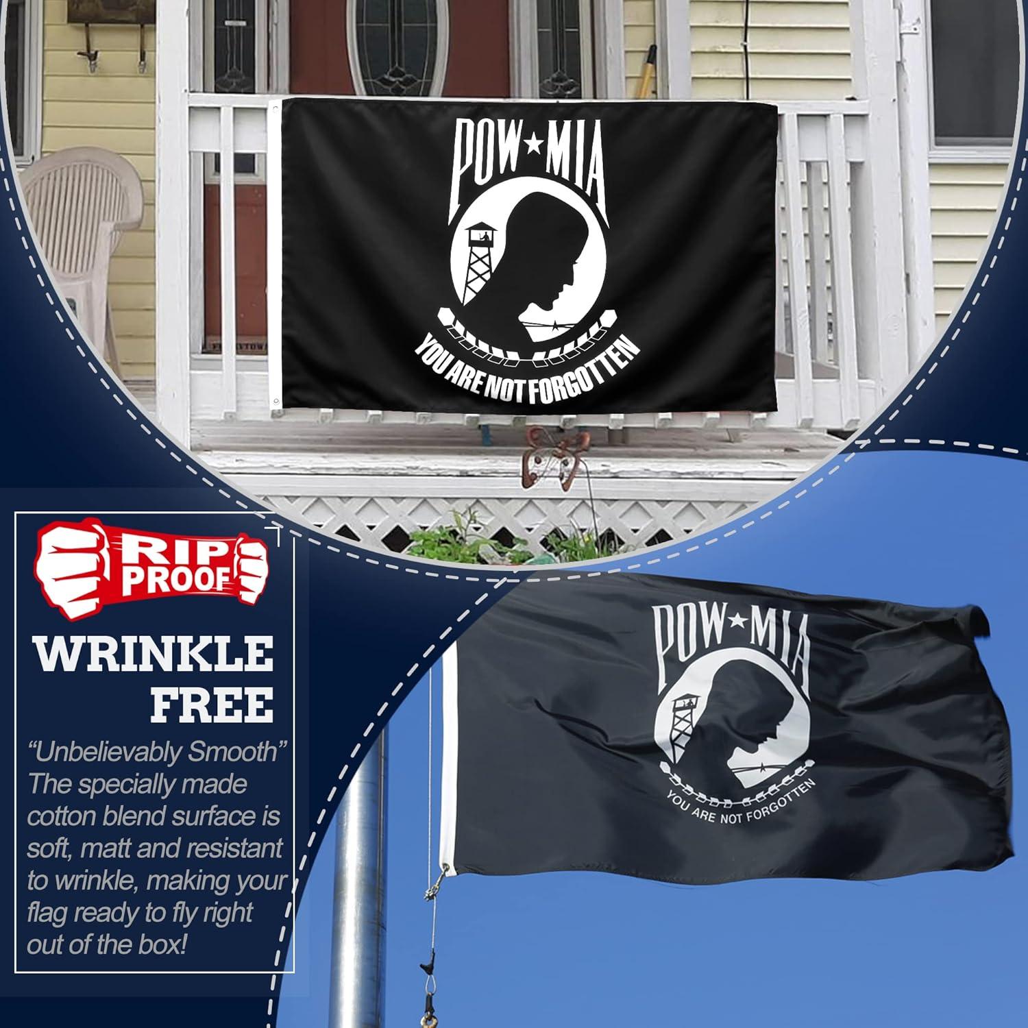 Anley Rip-Proof Technology Double Sided 3-Ply Pow Mia Flag 3x5 Ft - You are Not Forgotten Flags Flags