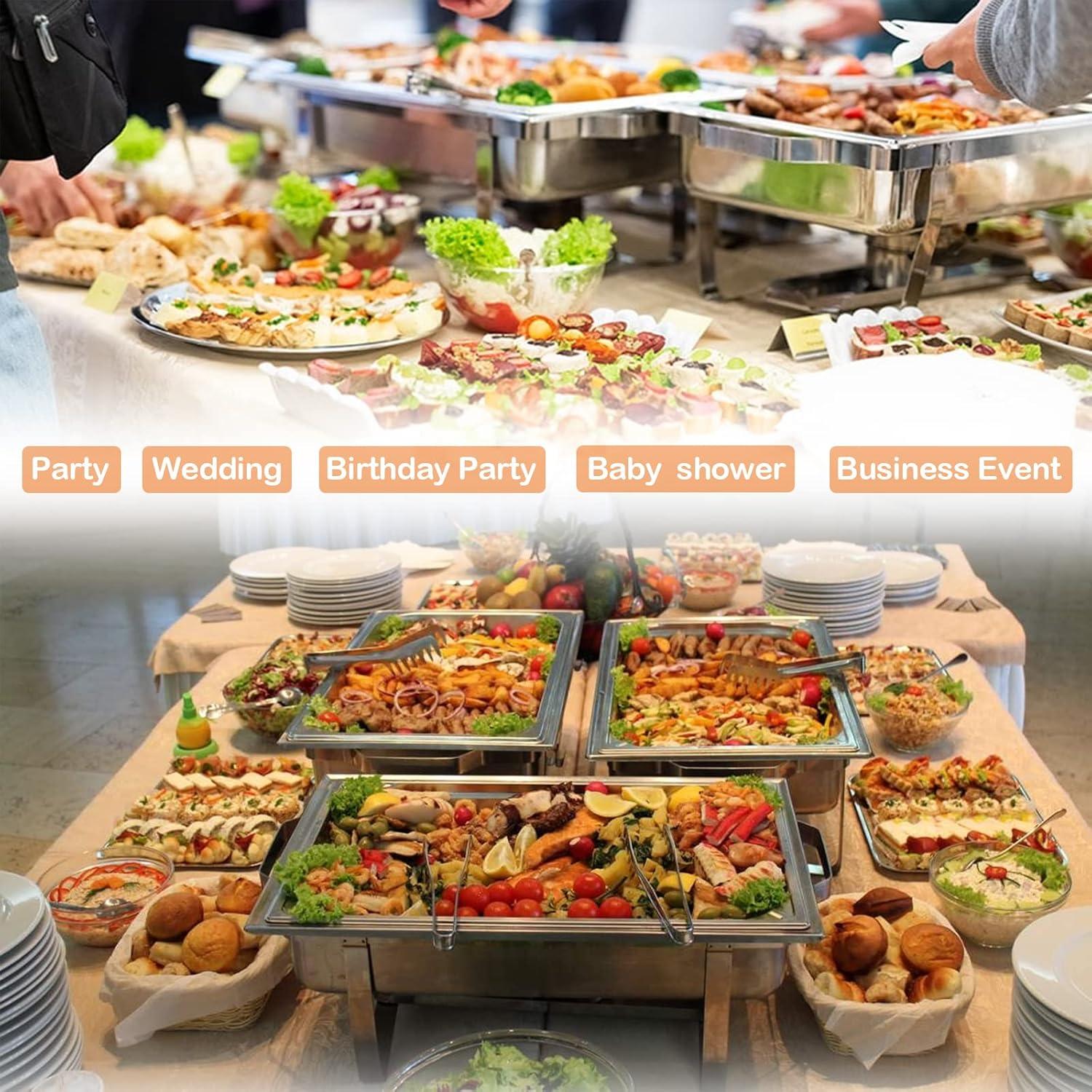 PRIJESSE Chafing Dish Buffet Set 2 PACK, 8 QT Stainless Steel Rectangular Chafing Dishes FULL PAN for Buffet, Warmers Sets for Parties, Events, Wedding, Camping, Dinner