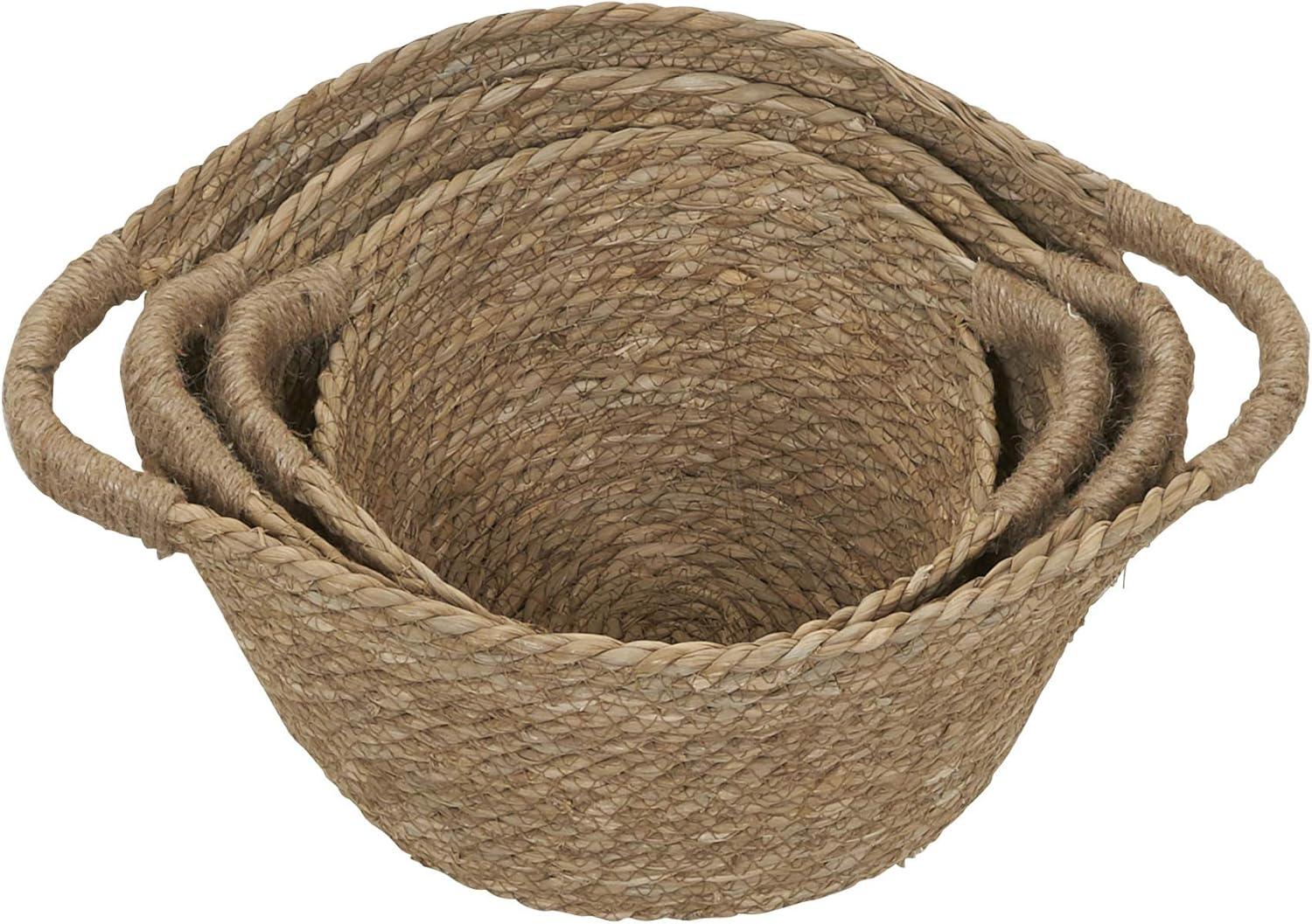 Cattail Woven Oval Wicker Storage Basket Trio in Brown