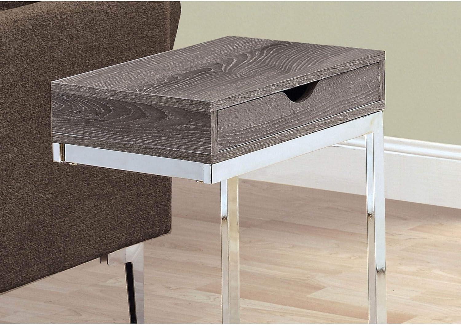 Dark Taupe and Chrome Rectangular Wood Accent Table with Storage