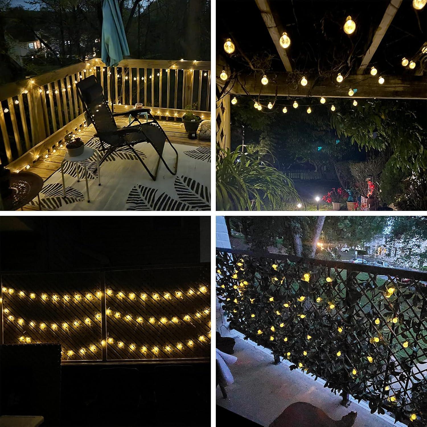 Solar Crystal Globe String Lights - 2-Pack, 100 LED 64ft Outdoor Lights (Warm White) - Energy Efficient & Weatherproof - Perfect for Garden, Patio, and Parties -|Solar Crystal Globe Lights, 2-Pack (10