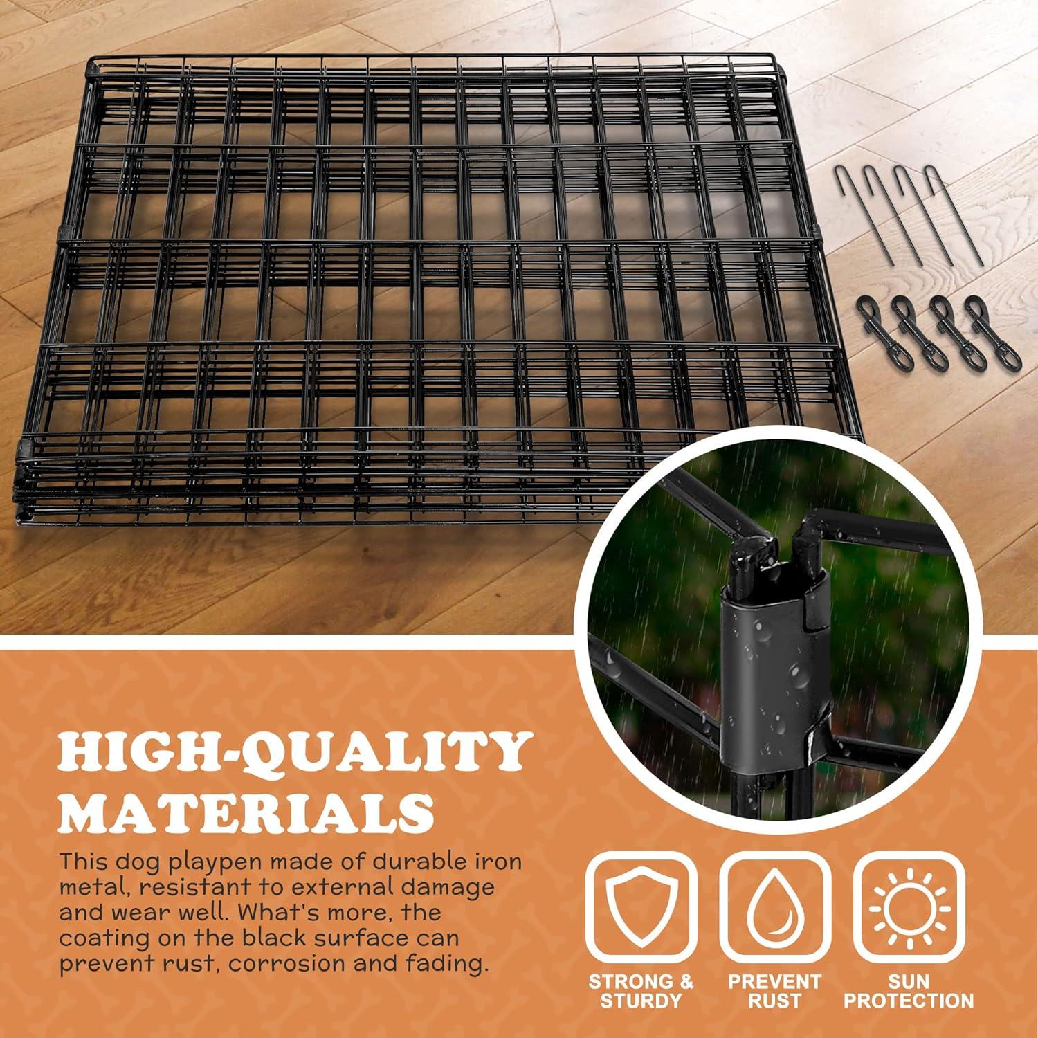 BestPet Puppy Pet Playpen 8 Panel Indoor Outdoor Metal Protable Folding Animal Exercise Dog Fence