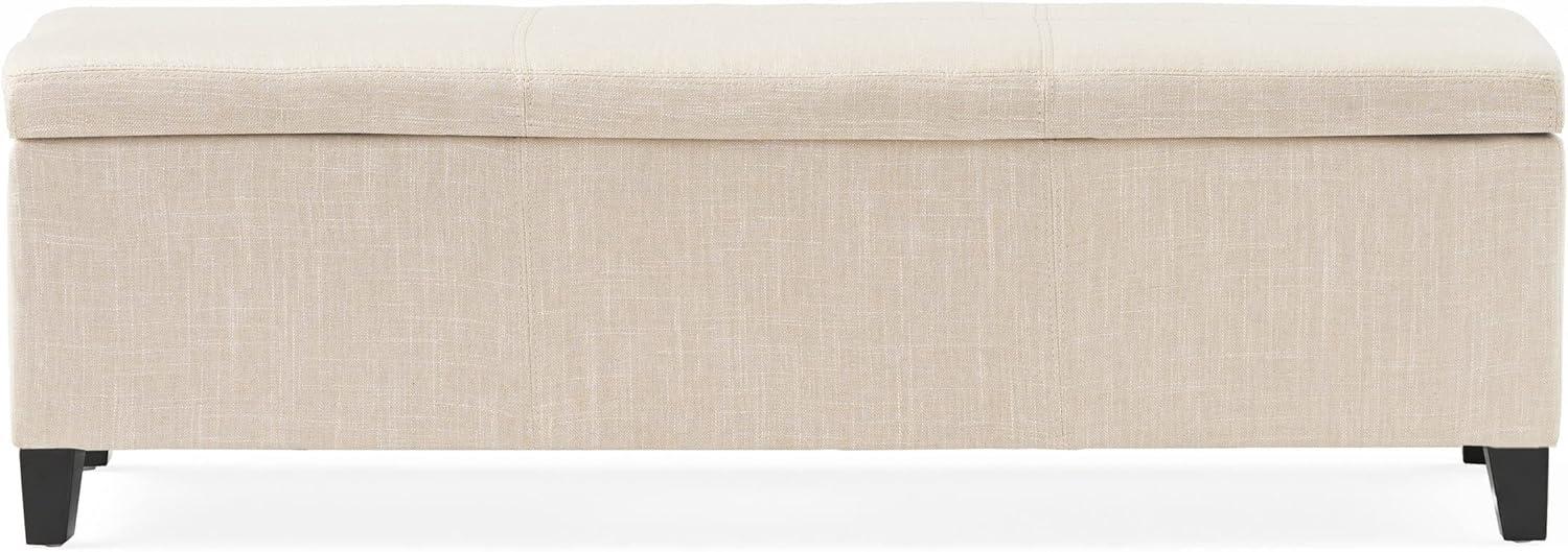 Sarelia Light Beige Fabric Storage Ottoman Bench