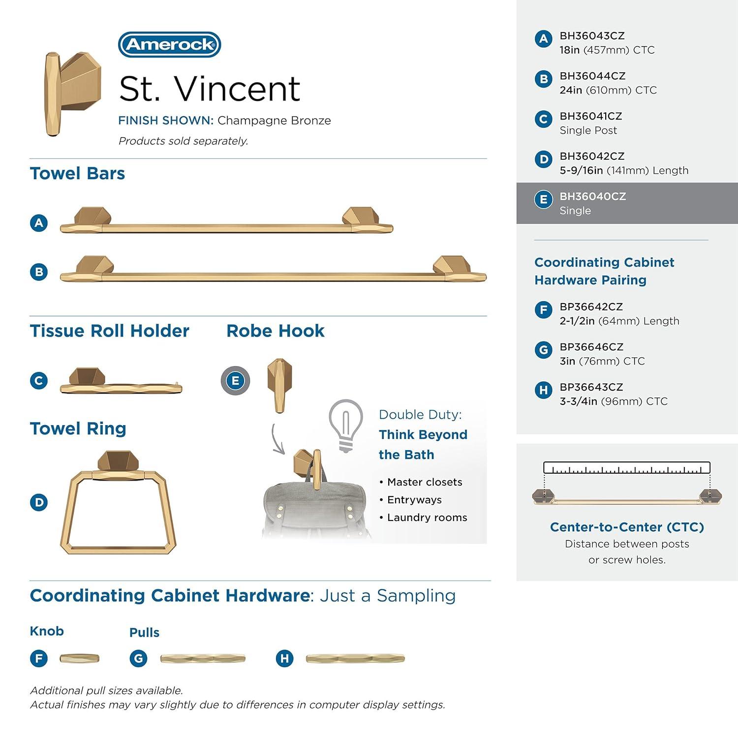St. Vincent Wall Mounted Robe Hook