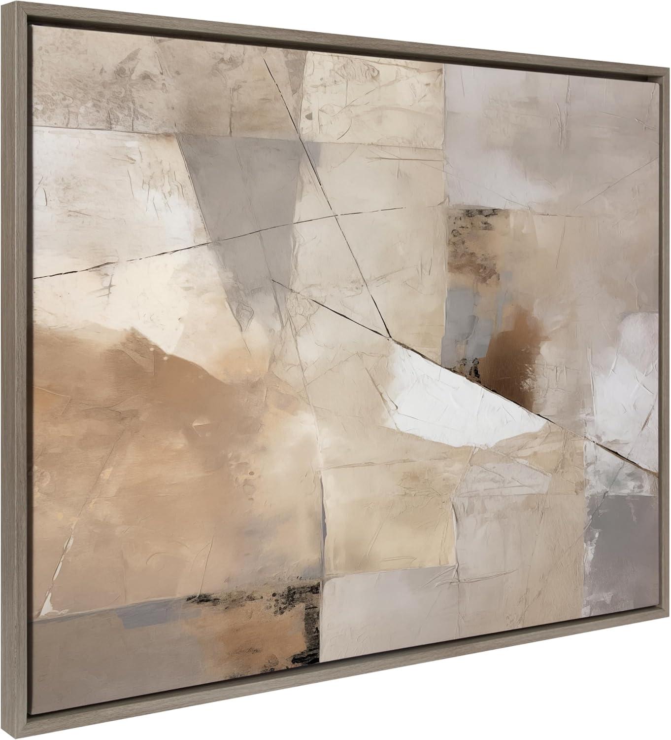 Kate & Laurel All Things Decor 31.5"x41.5" Sylvie Contemporary Neutral Textured Abstract Framed Canvas by The Creative Bunch Studio Gray