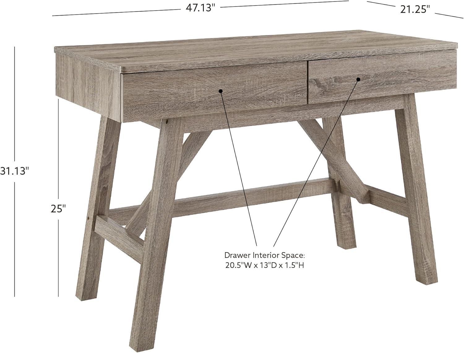 Modern Rustic Gray 52'' Wood Desk with Dual Storage Drawers