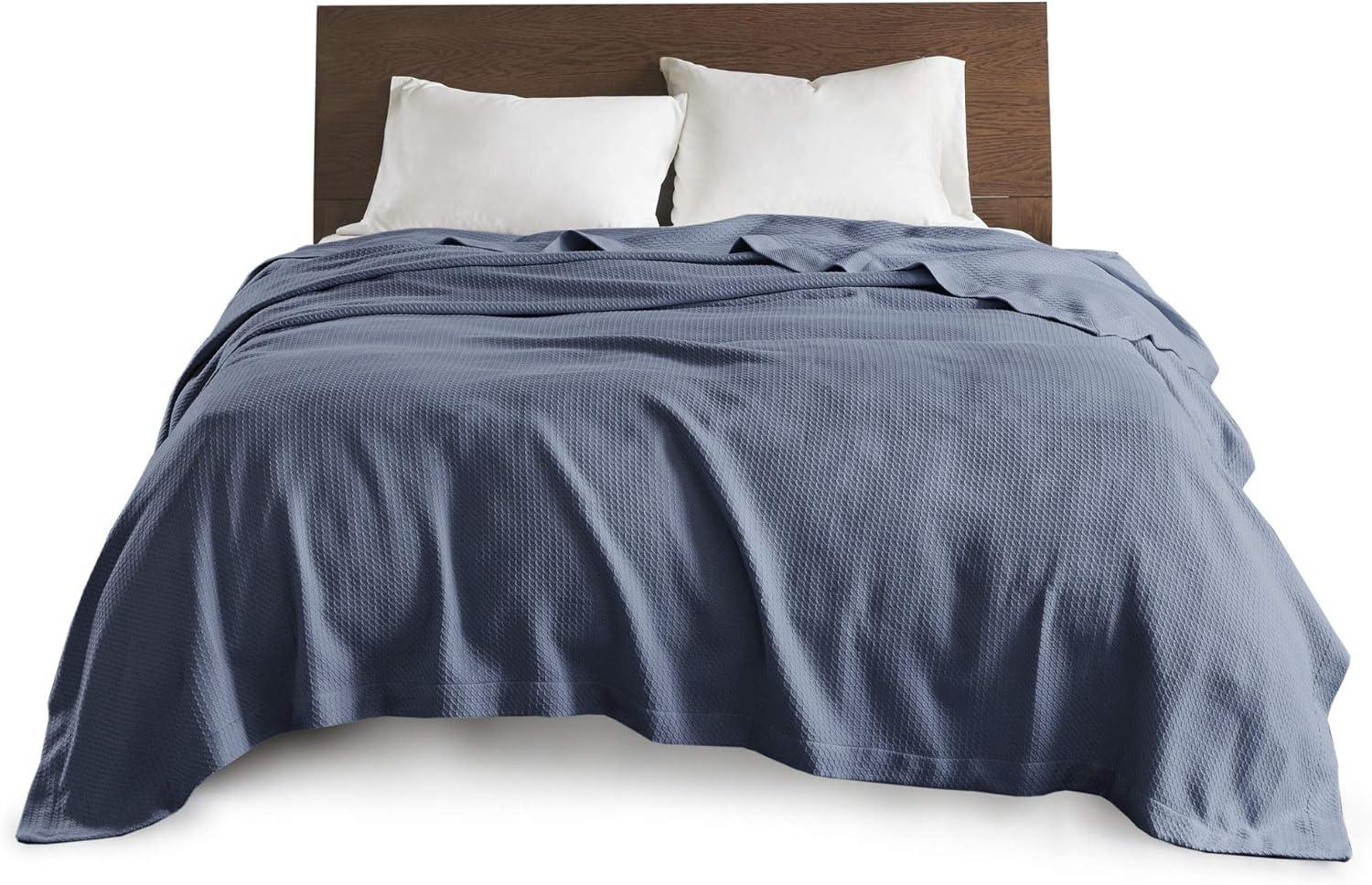 Luxurious King-Sized Blue Egyptian Cotton Cozy Blanket