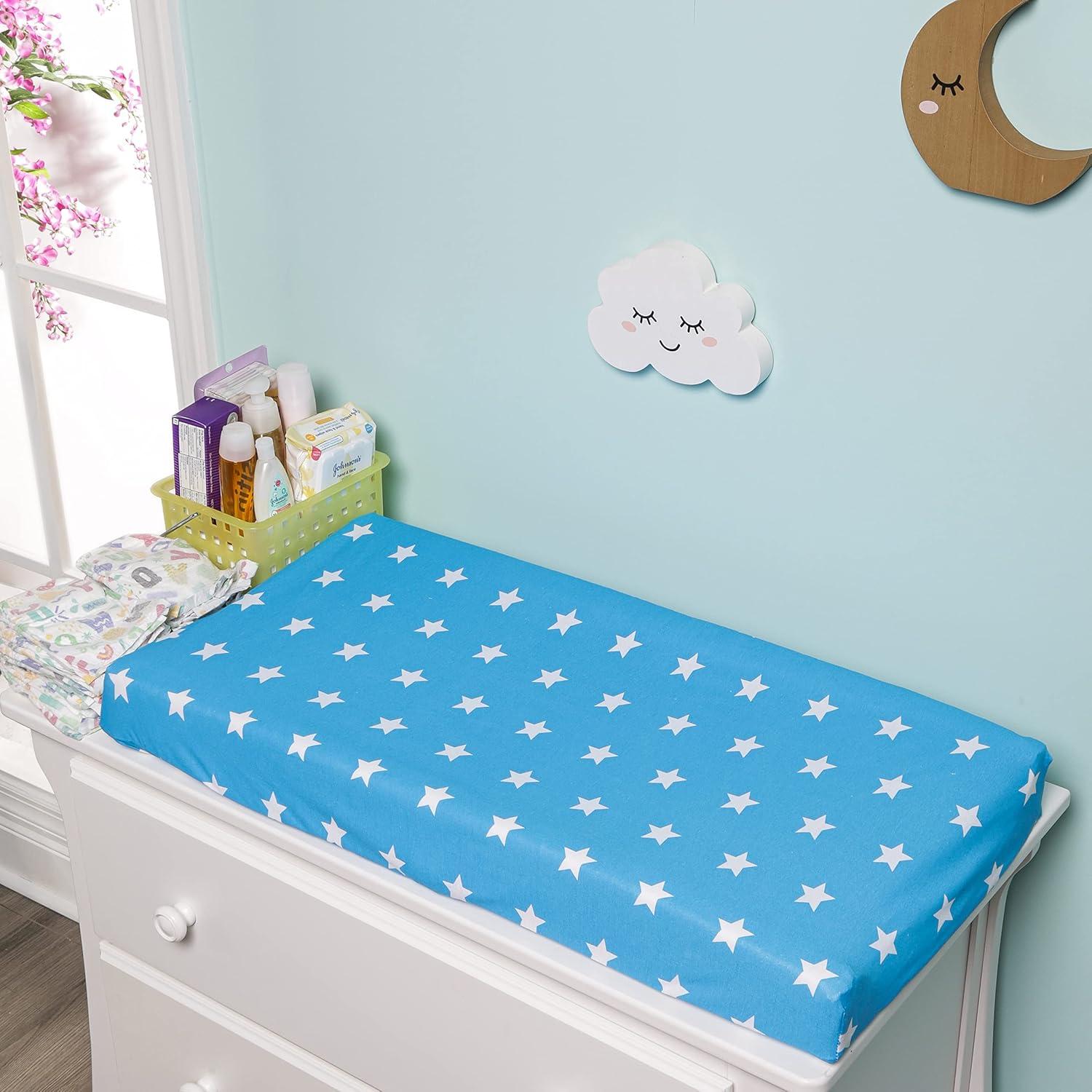 EVERYDAY KIDS 2 Pack Cotton Jersey Knit Changing Pad Cover - Stars/Clouds