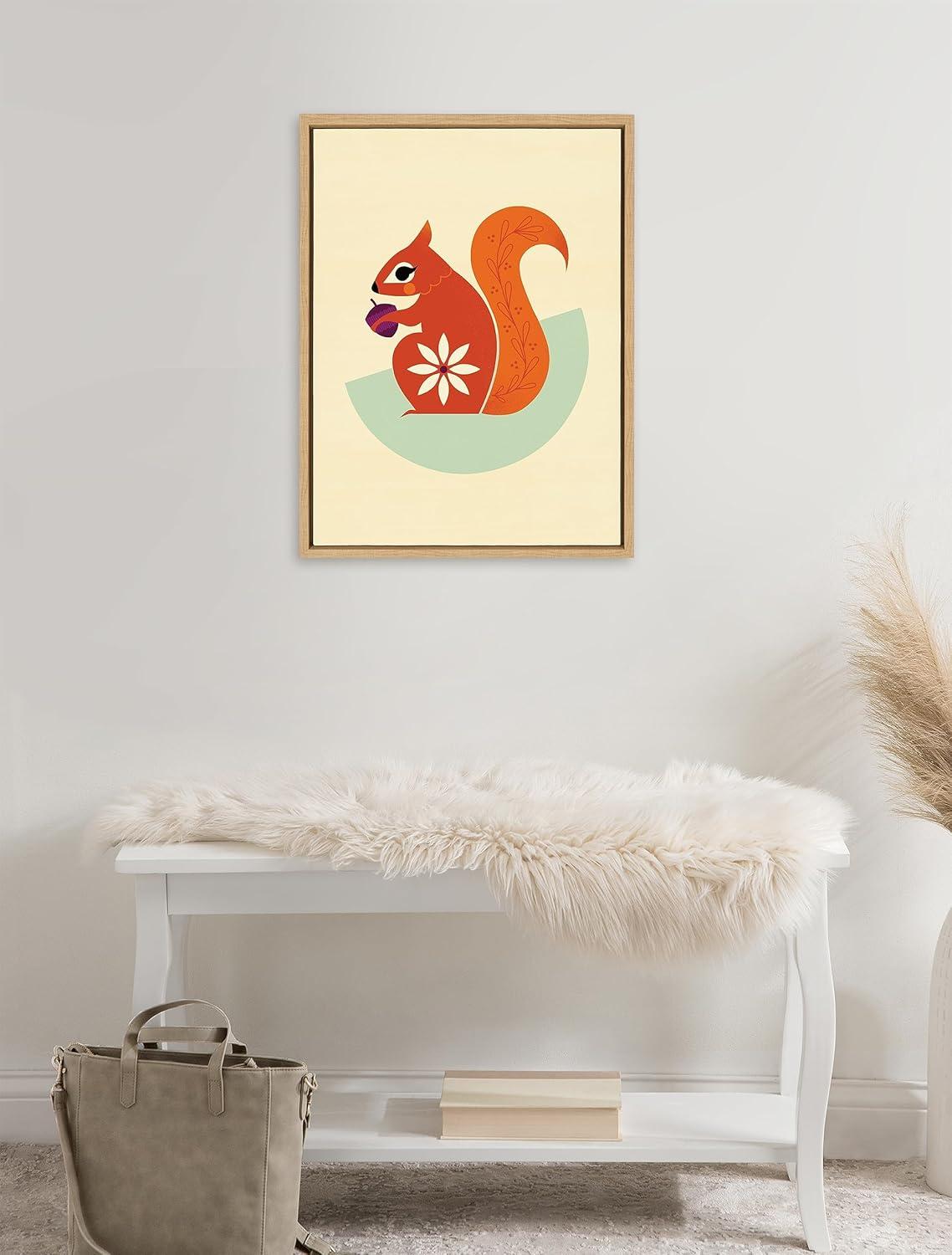 Kate & Laurel All Things Decor 18"x24" Sylvie Squirrel Wall Art by Amber Leaders Designs Natural Colorful Animal Illustration