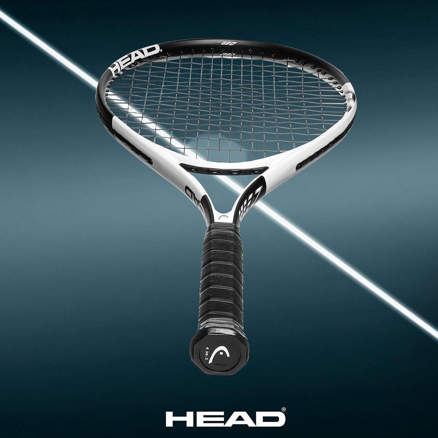 HEAD Geo Speed Adult Tennis Racquet, Pre-Strung, Black/White, 10.4 oz. Weight, 105 Sq. in. Racquet Head Size