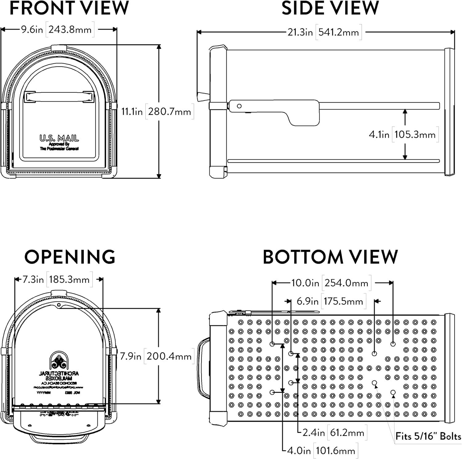 Copper Medium Post Mount Lockable Aluminum Mailbox