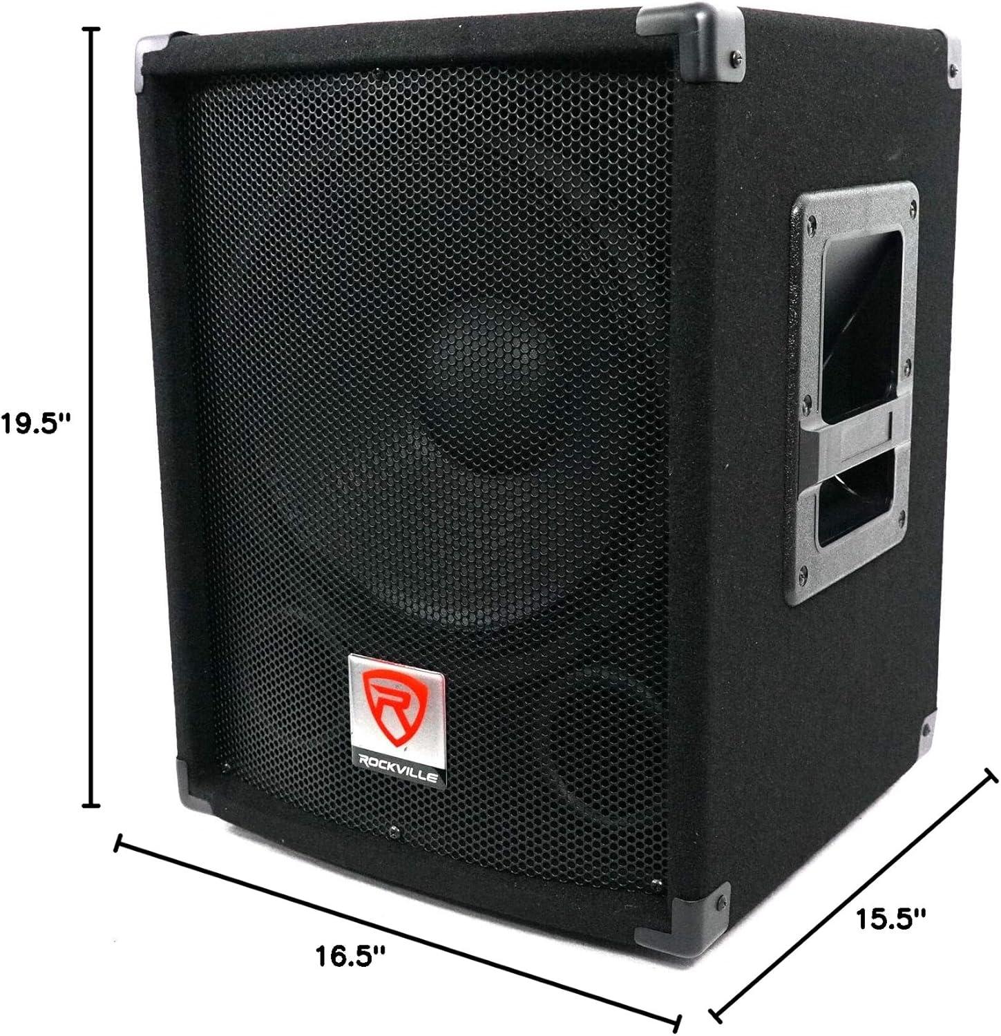 Rockville SBG1128 12" 600 Watt Passive Pro DJ Subwoofer, MDF Cabinet/Pole Mount