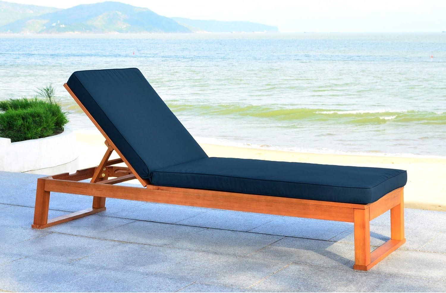 Solano Sunlounger - Outdoor - PAT7024 - Natural/Navy -Safavieh