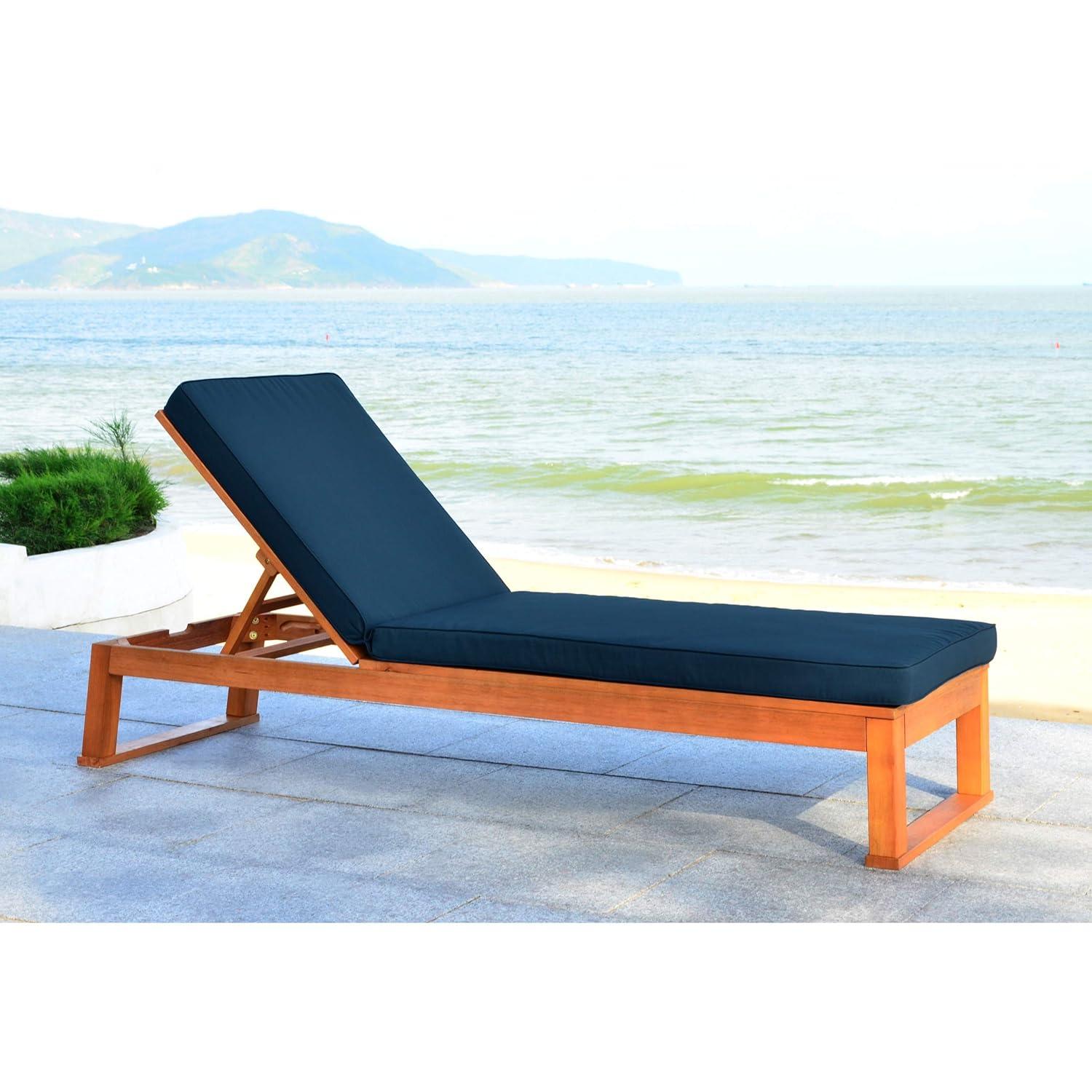 Solano Sunlounger - Outdoor - PAT7024 - Natural/Navy -Safavieh