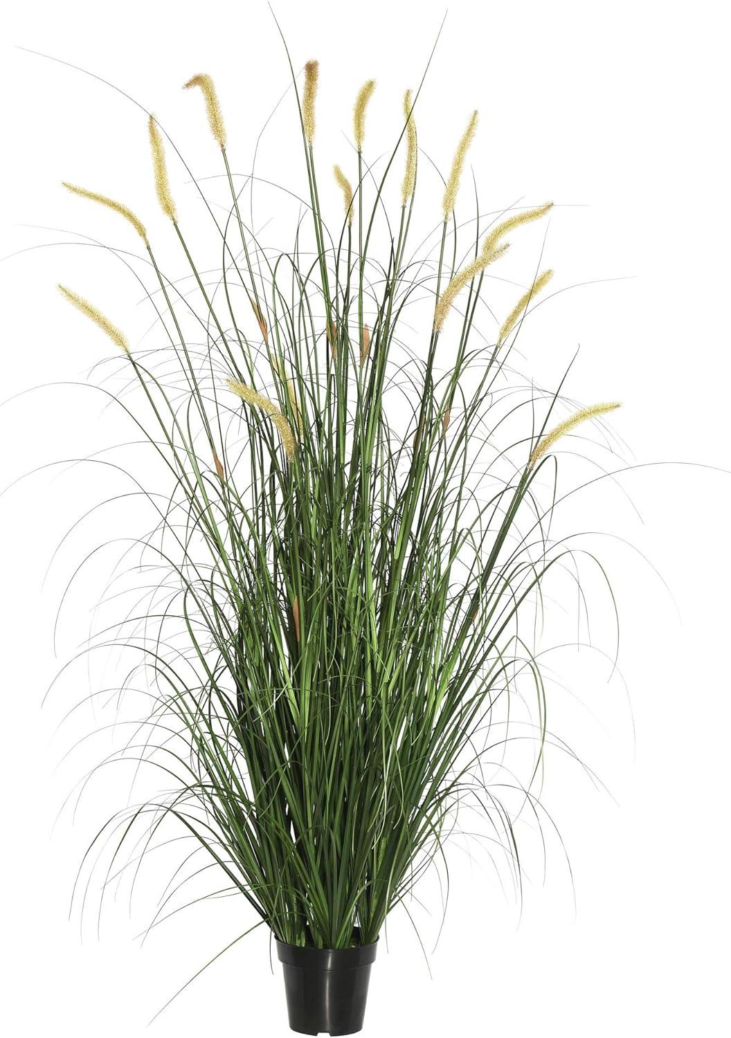 Summer Elegance 48" Outdoor Faux Foxtail Grass in Black Plastic Pot