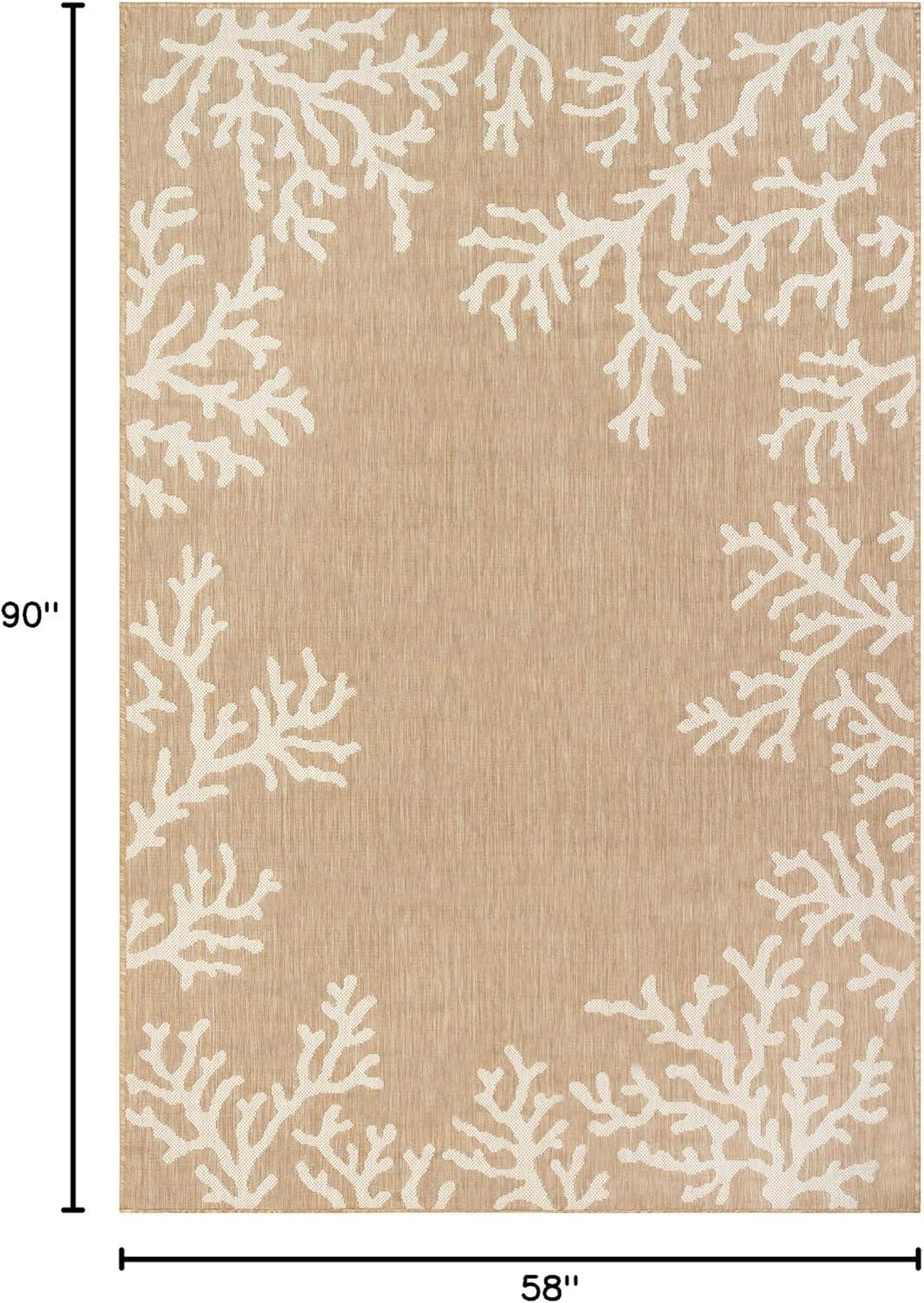 Liora Manne Carmel Coral Border Indoor/Outdoor Rug Sand 4'10" x 7'6"