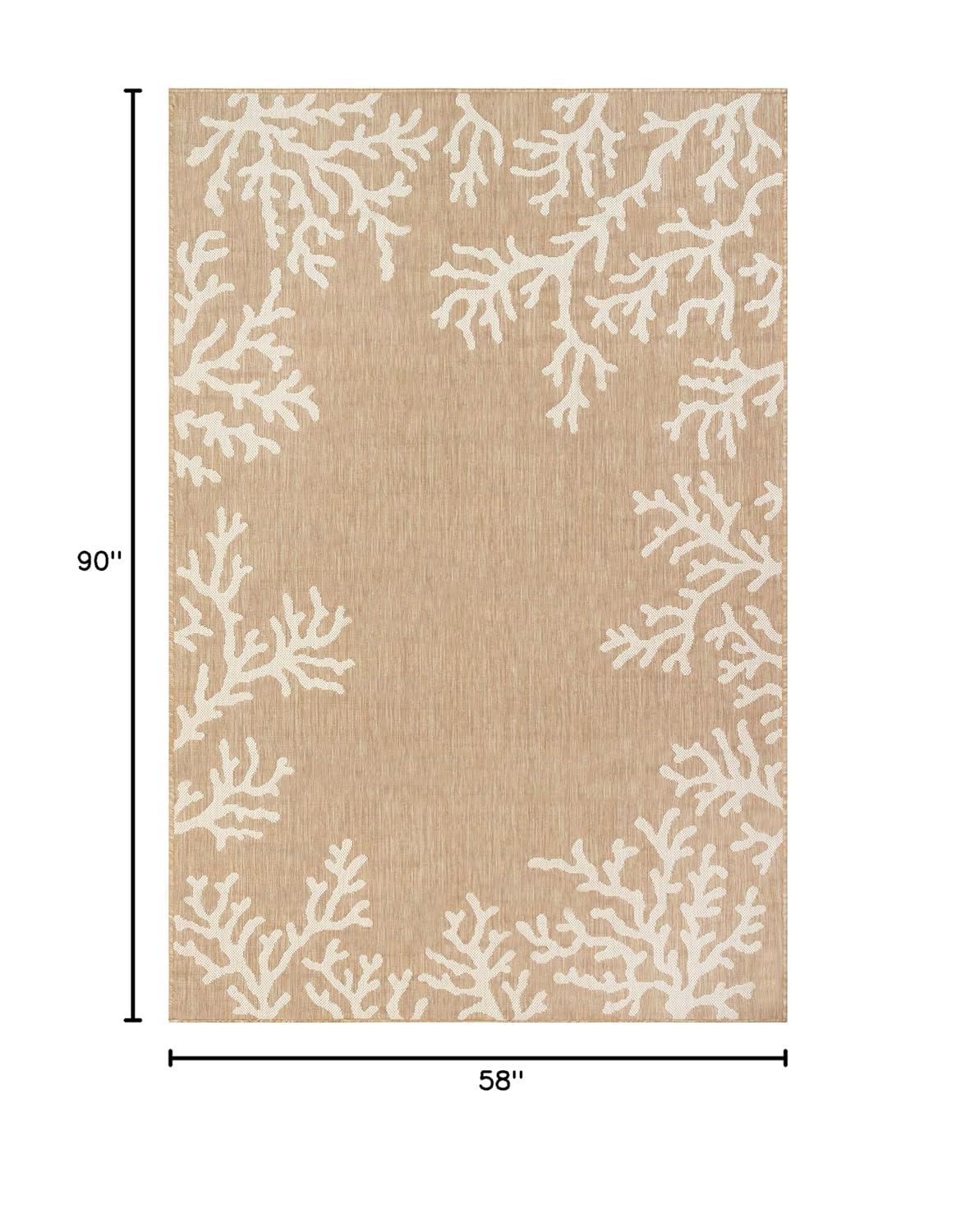 Liora Manne Carmel Coral Border Indoor/Outdoor Rug Sand 4'10" x 7'6"
