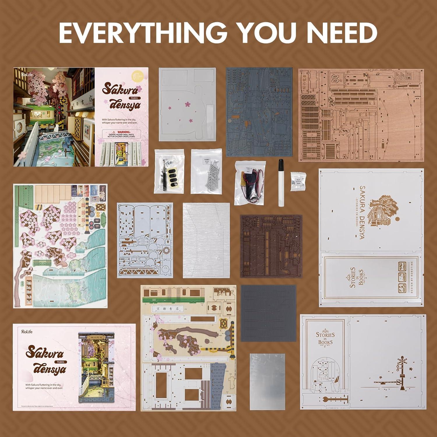 DIY 3D Book Nook Kit Sakura Densya 340 pcs