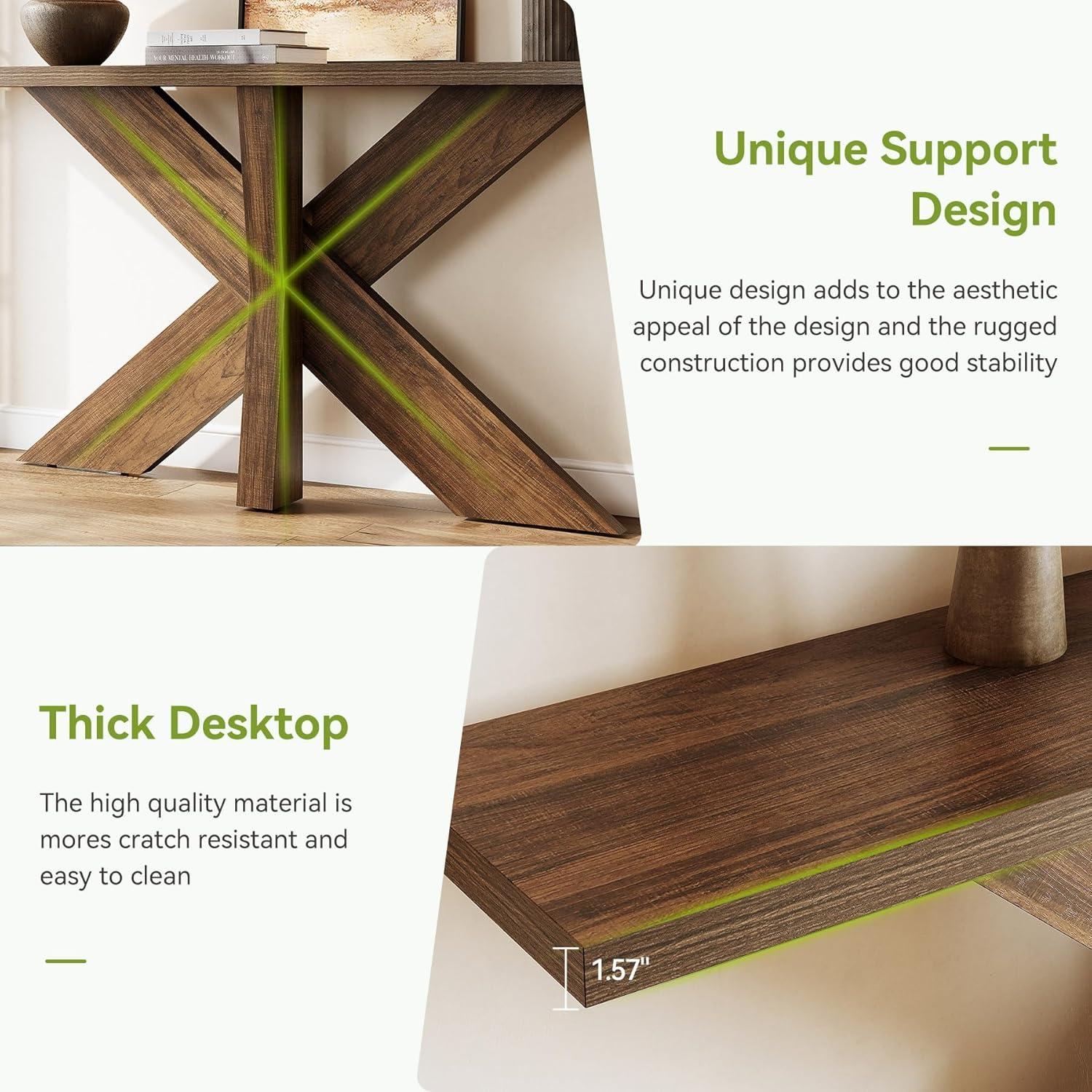 Ophelia & Co. 70.9" Farmhouse Console Table, Wood Hallway Sofa Table | Wayfair