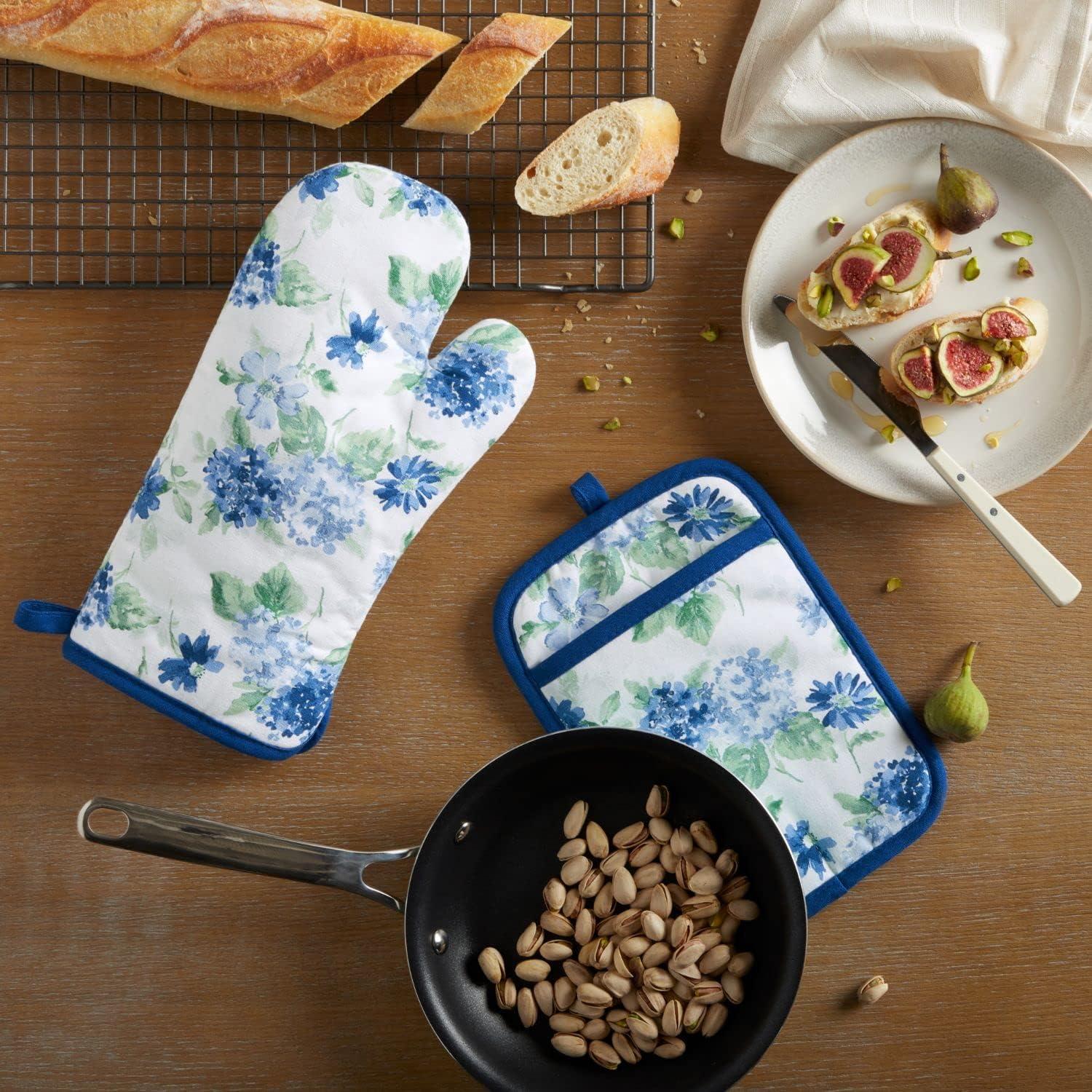 Martha Stewart Amber Floral Oven Mitt & Pot Holder Set 2-Pack