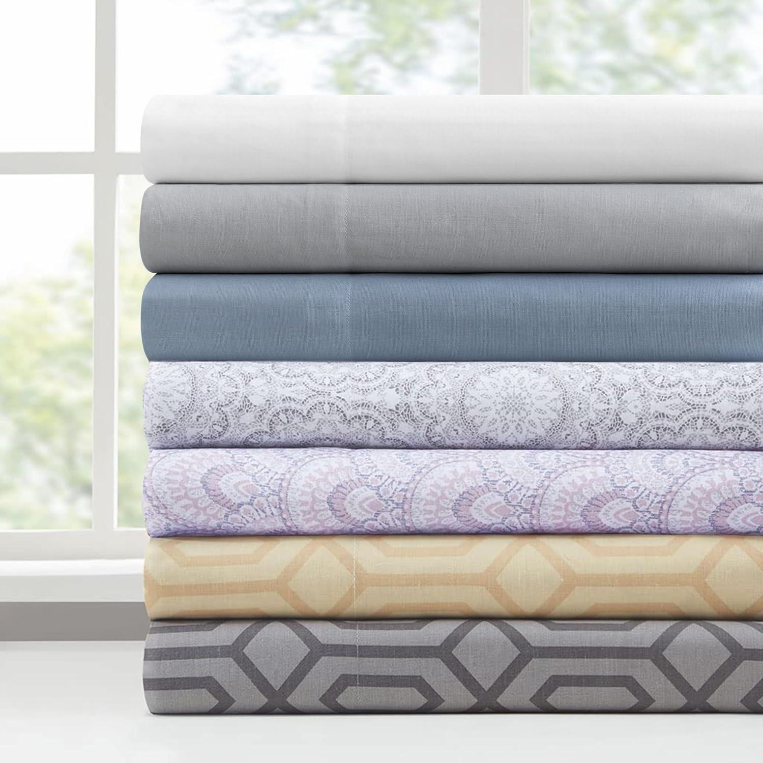 Comfort Spaces 100% Cotton Sheet Set Breathable, Lightweight, Soft with 12" Elastic Pocket Fits up to 14" Mattress, All Season Cozy Bedding, Matching Pillow Case, Twin XL White 3 Piece