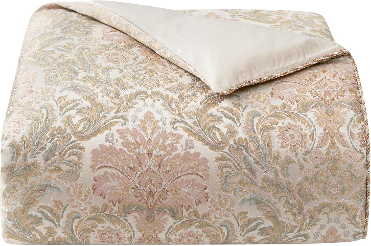 Oatmeal and Gold Jacquard King Bedspread Set