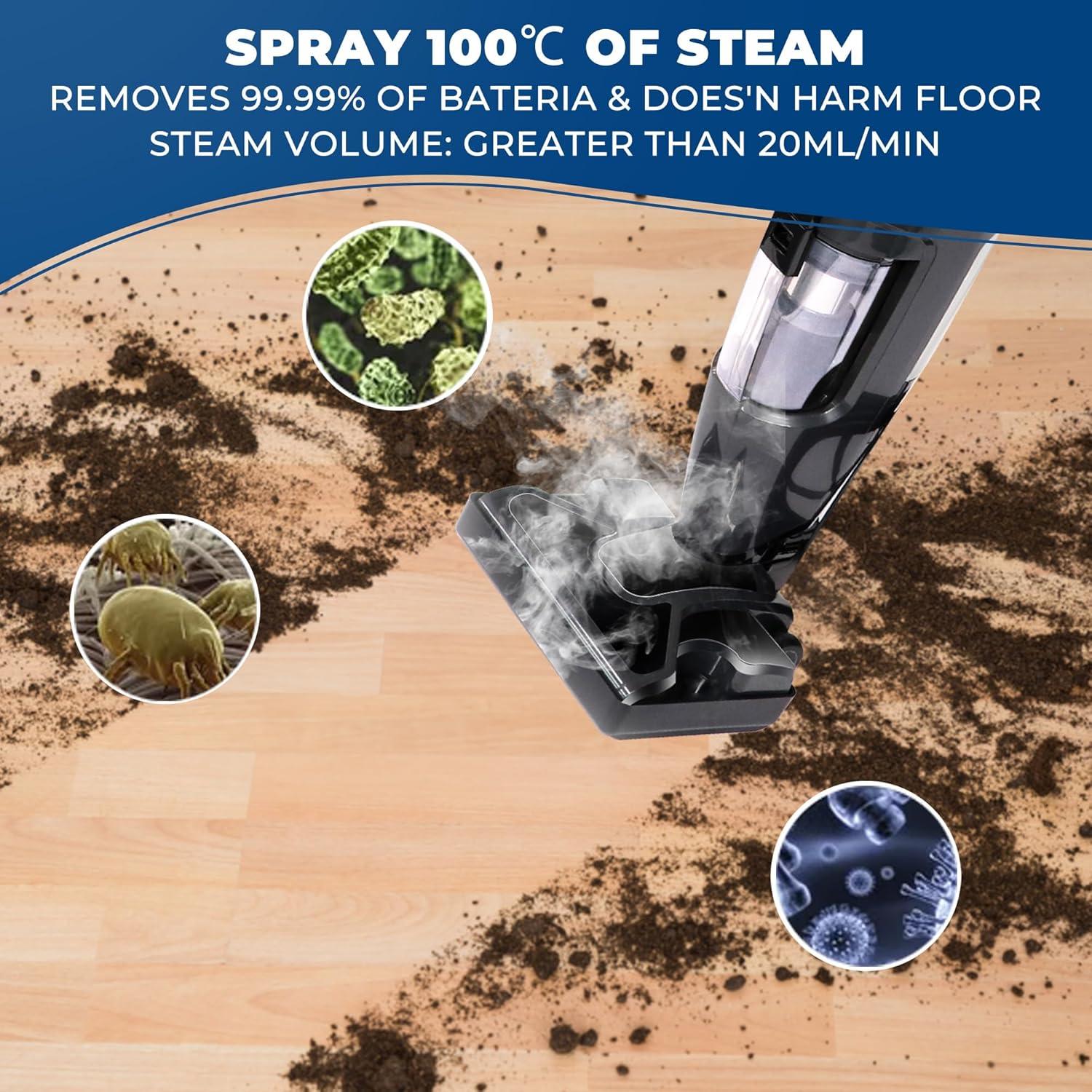 IULULU Vacuum Cleaner and Steam Mop All in One Combo, 16Kpa Powerful Suction Wet-Dry VacuumCleaner with HEPA Filtration, Upright Vac for Hardwood, Tile Floors, Home and Office, Black