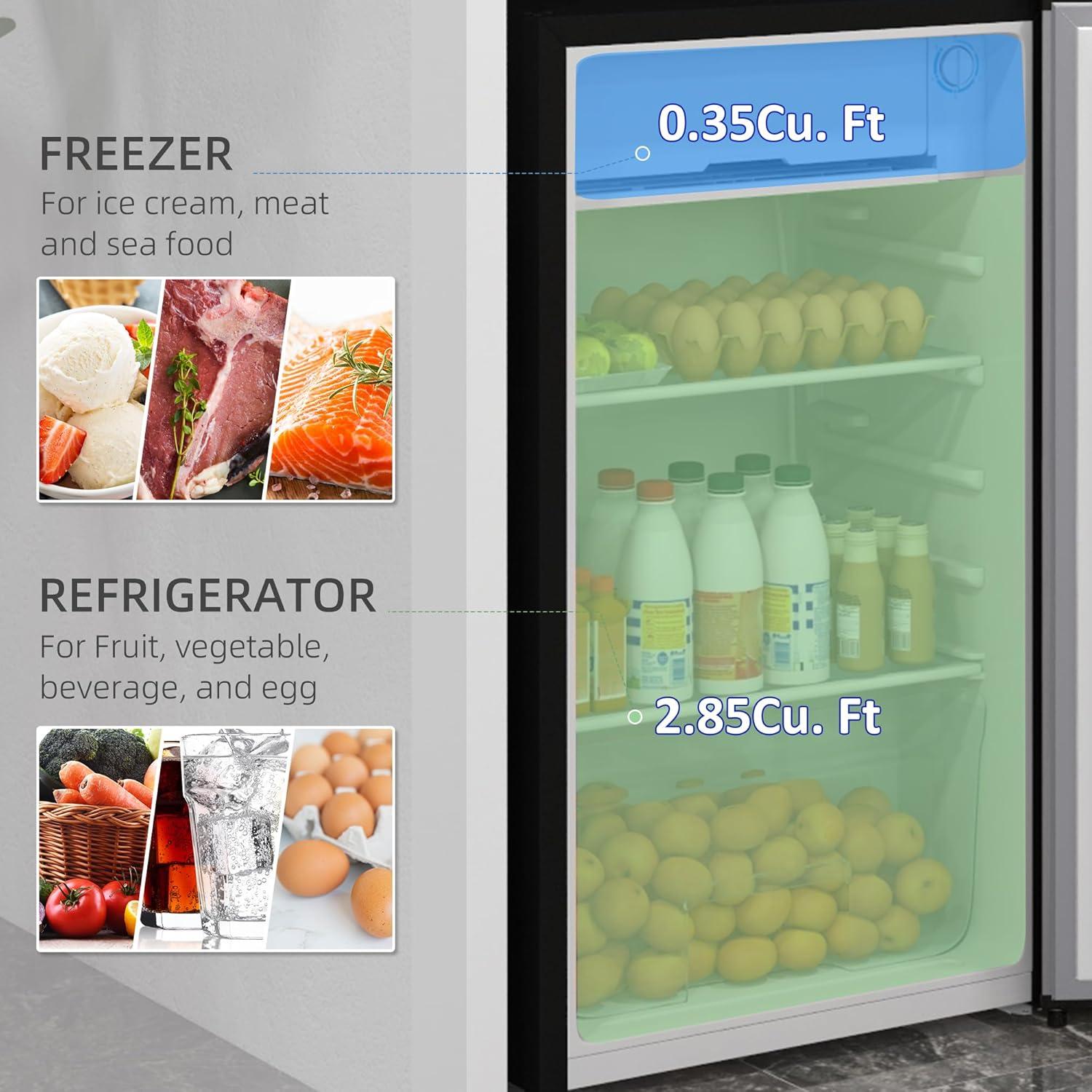 Compact Silver Mini Fridge with Freezer and Adjustable Thermostat