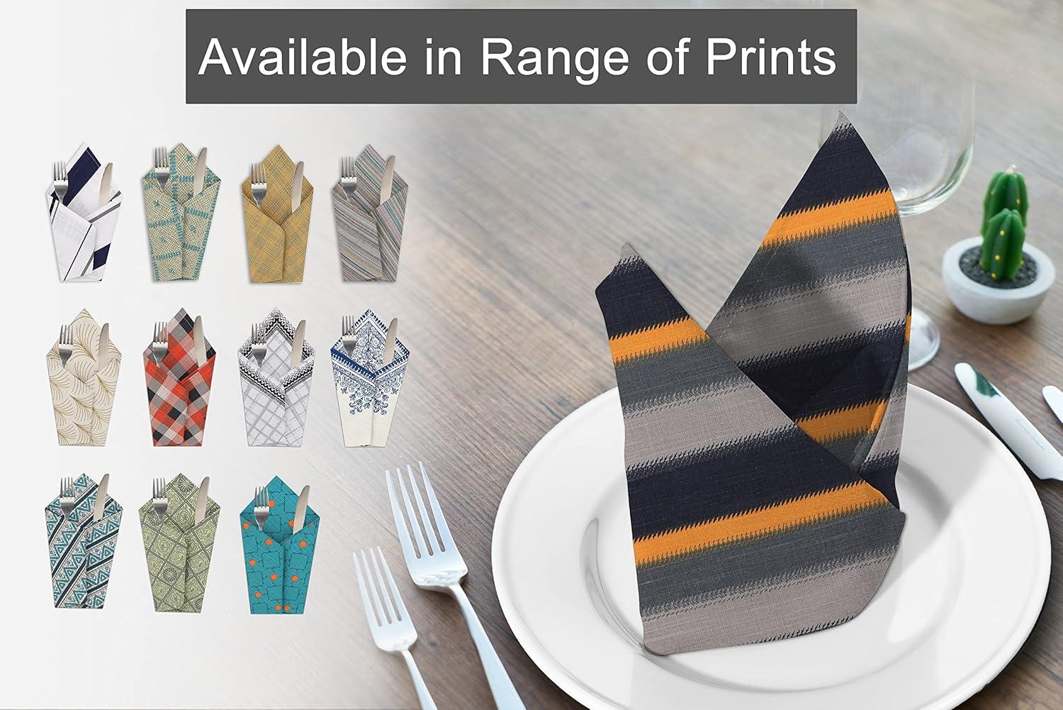 Ruvanti Cloth Napkins Set of 6 Cotton 100%, 18x18 inches Napkins Cloth Washable, Soft, Absorbent. Cotton Napkins for Parties, Christmas, Thanksgiving, Weddings, Dinner Napkins Cloth - Stripes