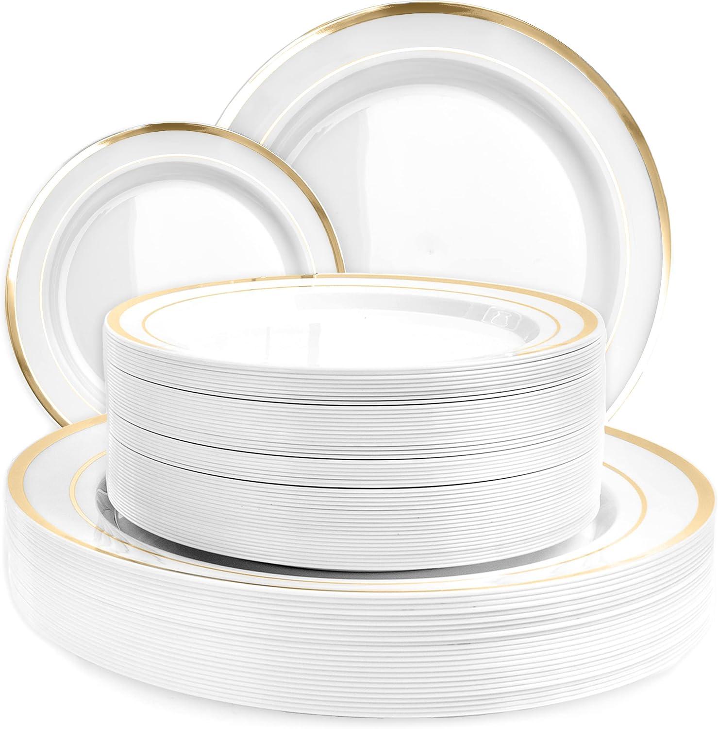 Aya's Cutlery Kingdom 100 Disposable Plastic Plates, White