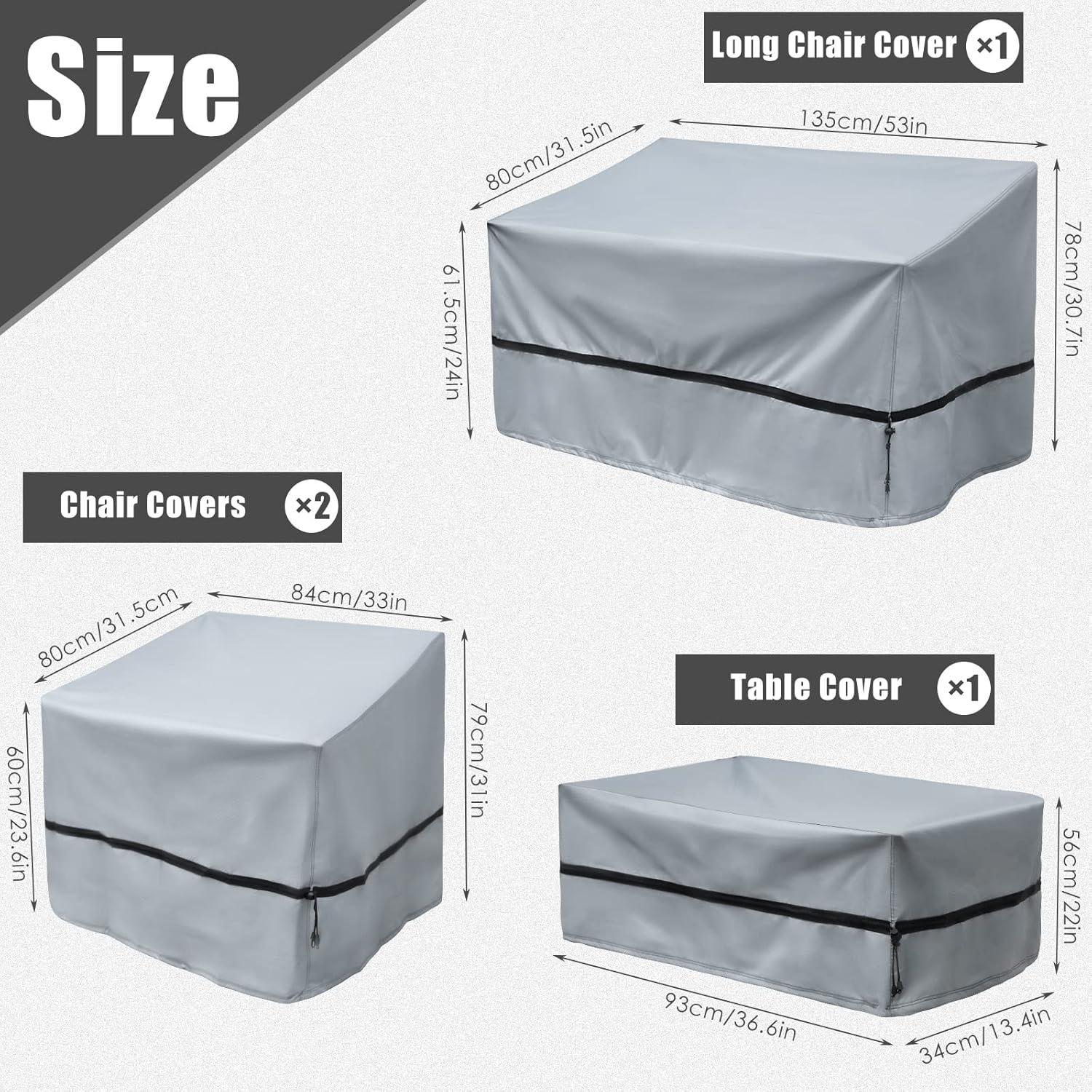 Gray Waterproof Oxford Patio Furniture Cover Set