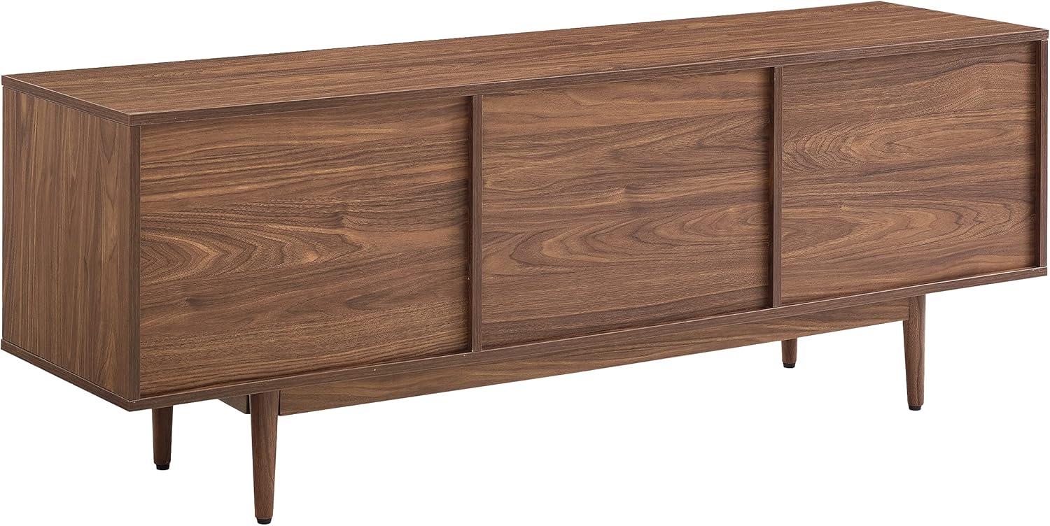 Liam Mid-Century Walnut Record Storage Console Cabinet 60"