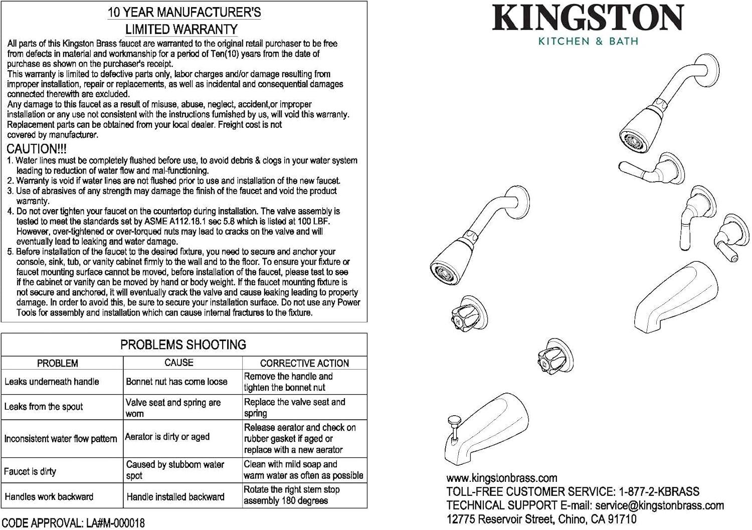 Kingston Brass KB6238LL Kingston Brass Legacy Triple-Handle Tub and Shower Faucet