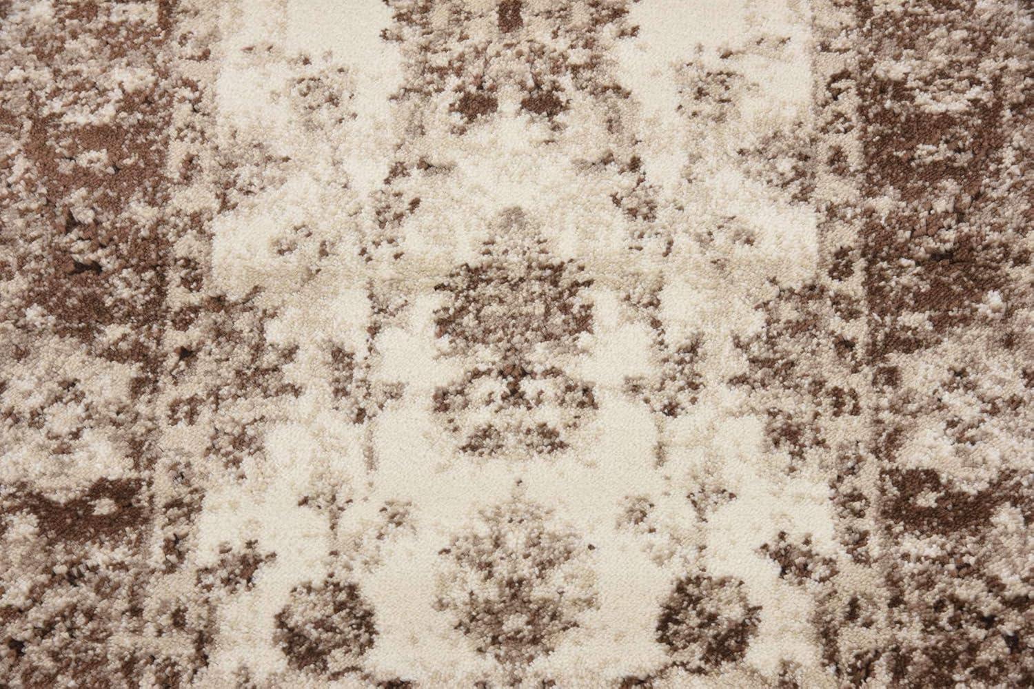 Elegant Ivory Floral Synthetic 2'x6' Indoor Runner Rug