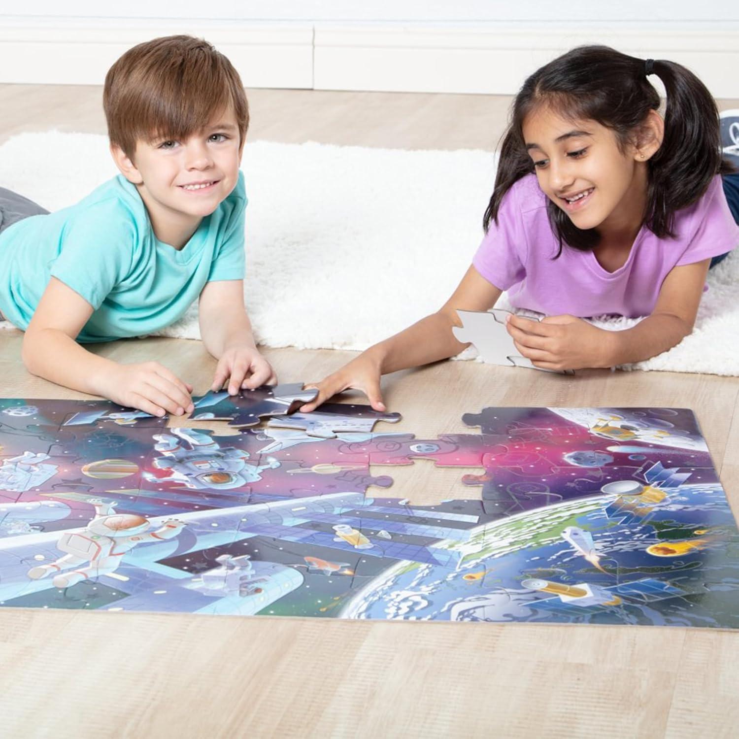Melissa & Doug Outer Space Glow-in-the-Dark Cardboard Jigsaw Floor Puzzle – 48pc