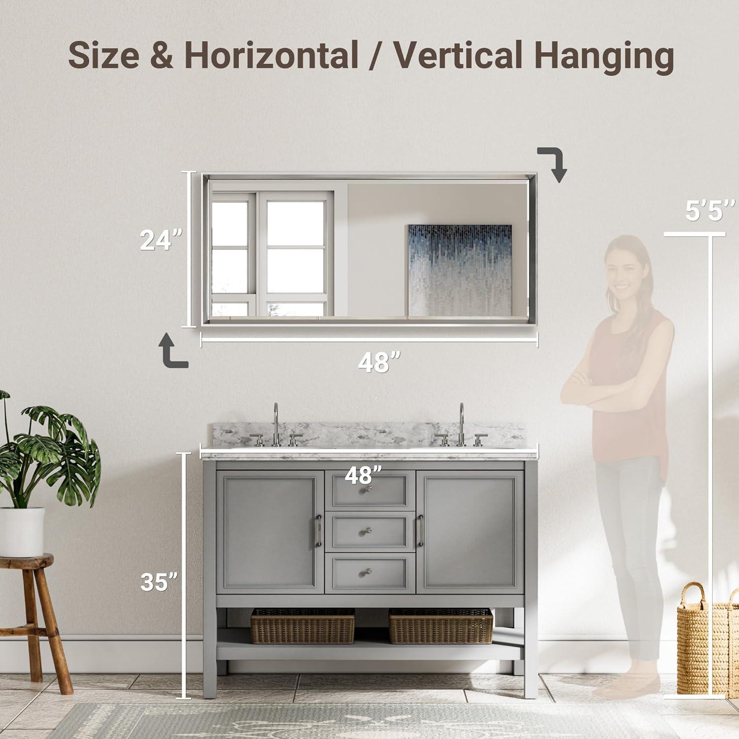 Decorative Wall Mirror Beveled Design, Bathroom Vanity Mirror Accent Mirror Finish