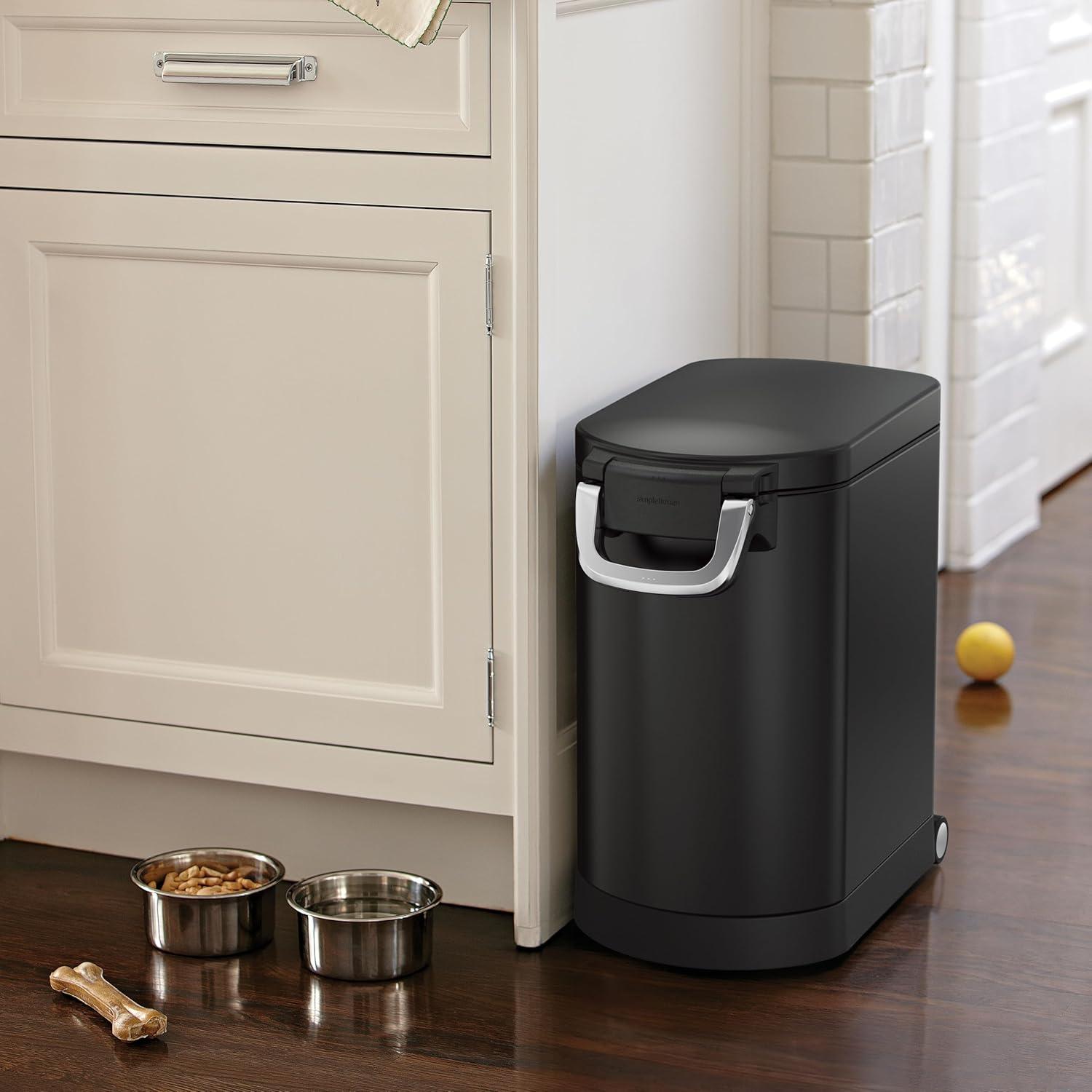simplehuman Pet Food Storage Container Stainless Steel for Dog Food, Cat Food, and Bird Feed