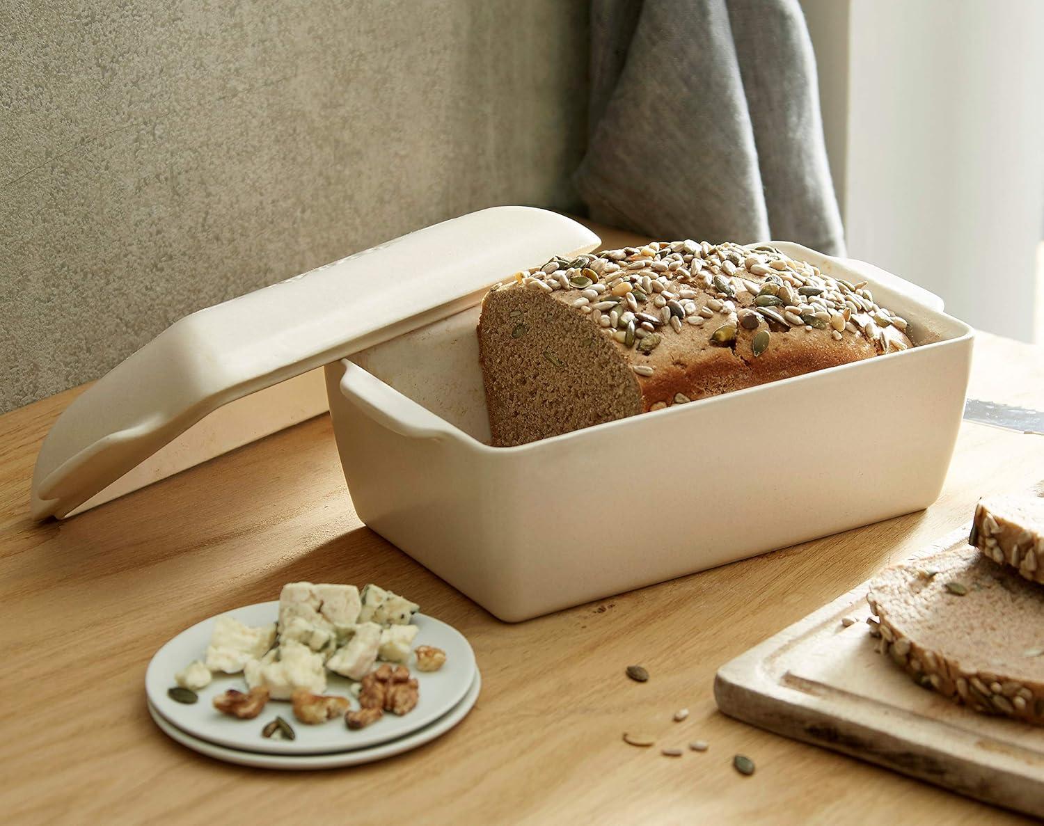 Burgundy Stoneware Non-Stick Bread Loaf Baker with Lid