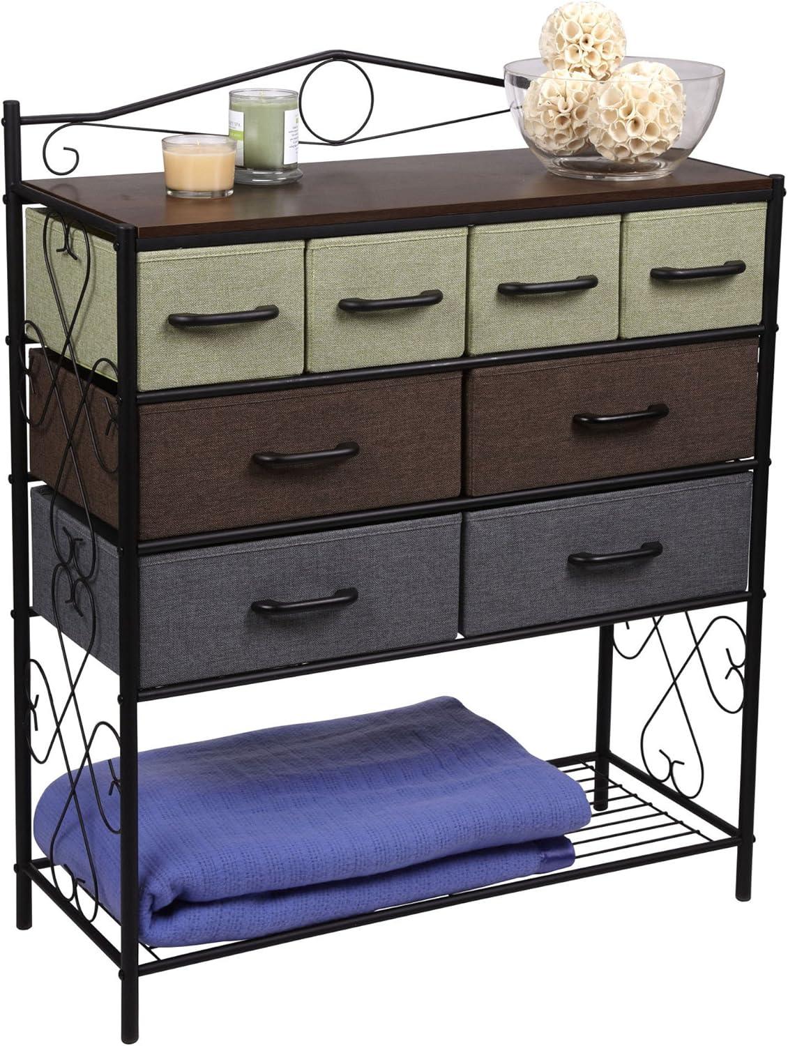 Victoria Coastal Black 8-Drawer Organizer with Walnut Wood Accents