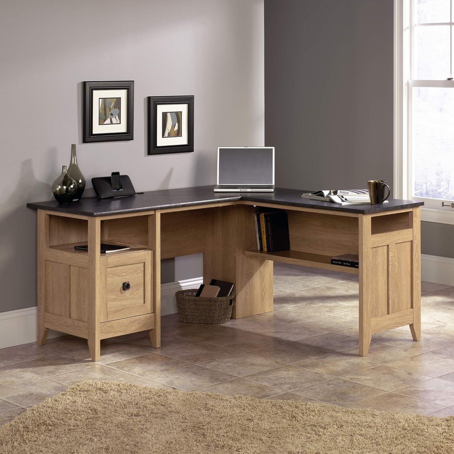 Sauder August Hill L-Desk, Dover Oak Finish