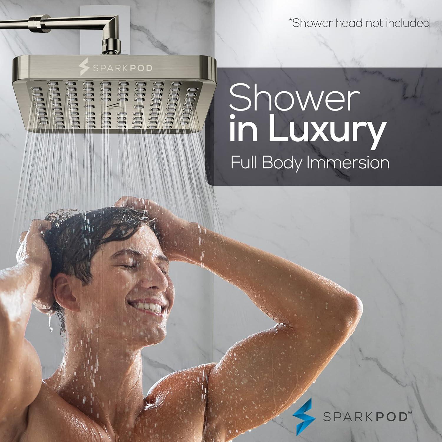 Brushed Chrome Ceiling Mounted Rain Shower Head with Filter