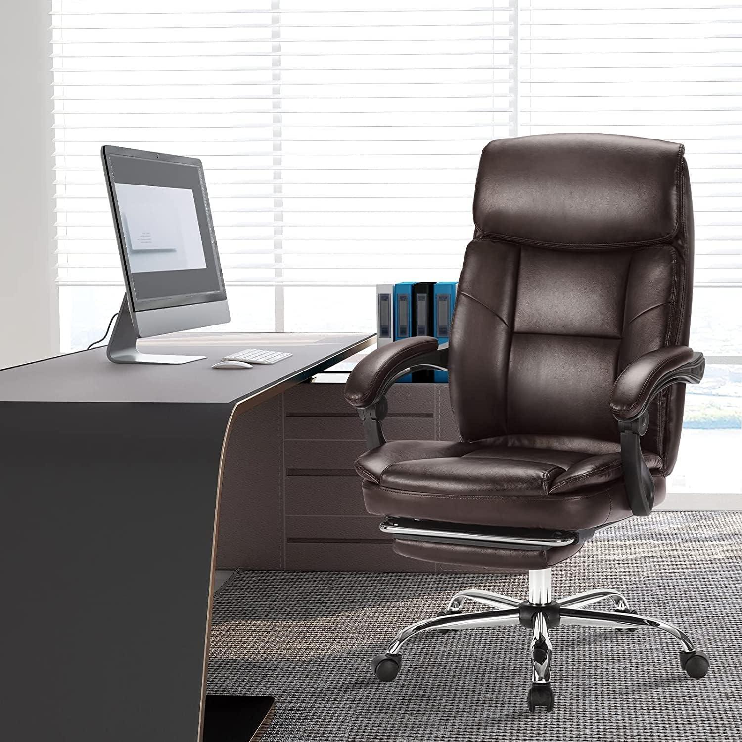 Brown Leather Ergonomic High Back Executive Swivel Chair