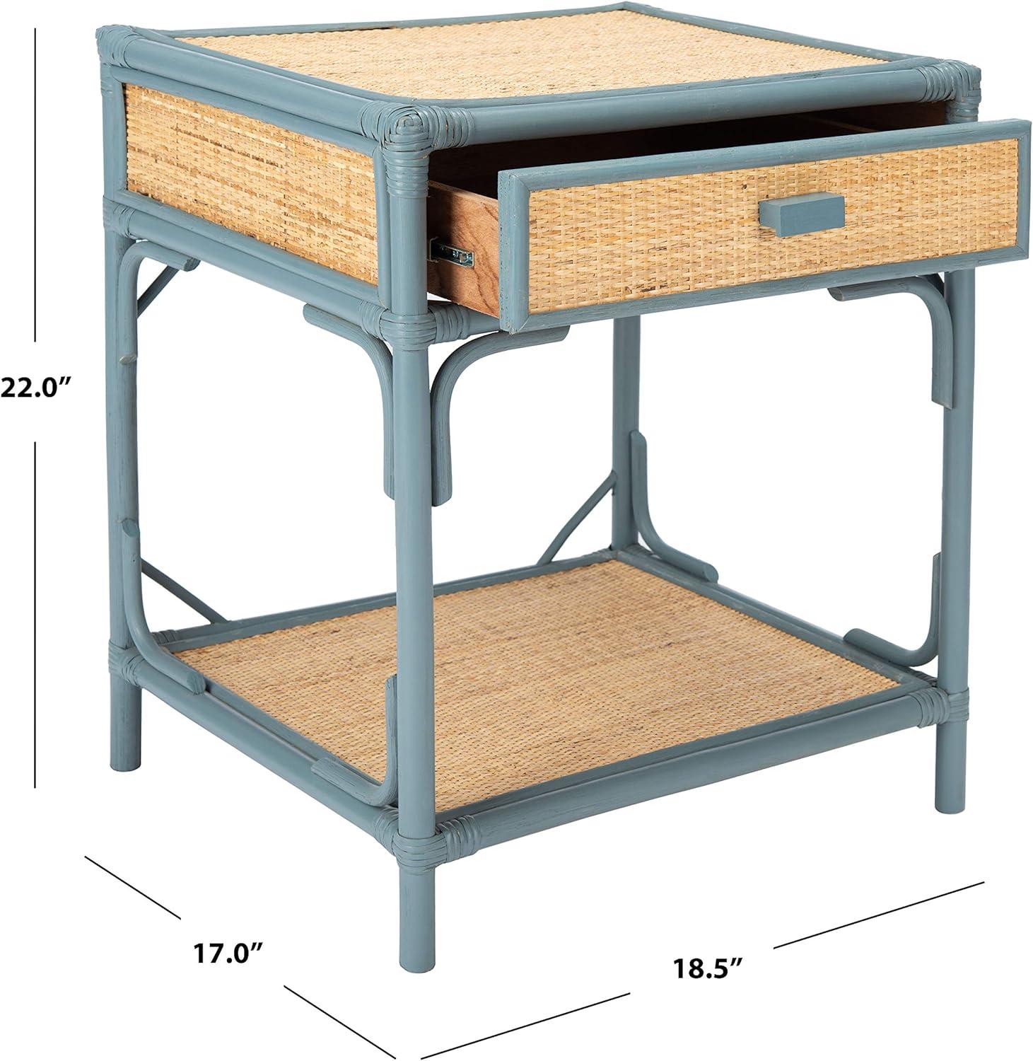 Roya 1 Drawer 1 Shelf Nightstand - Blue Grey/Natural - Safavieh.