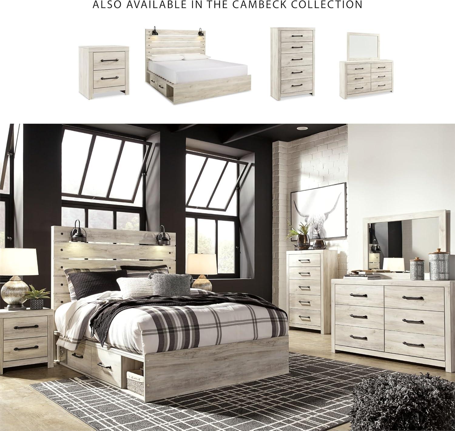 White and Light Brown 5-Drawer Transitional Chest